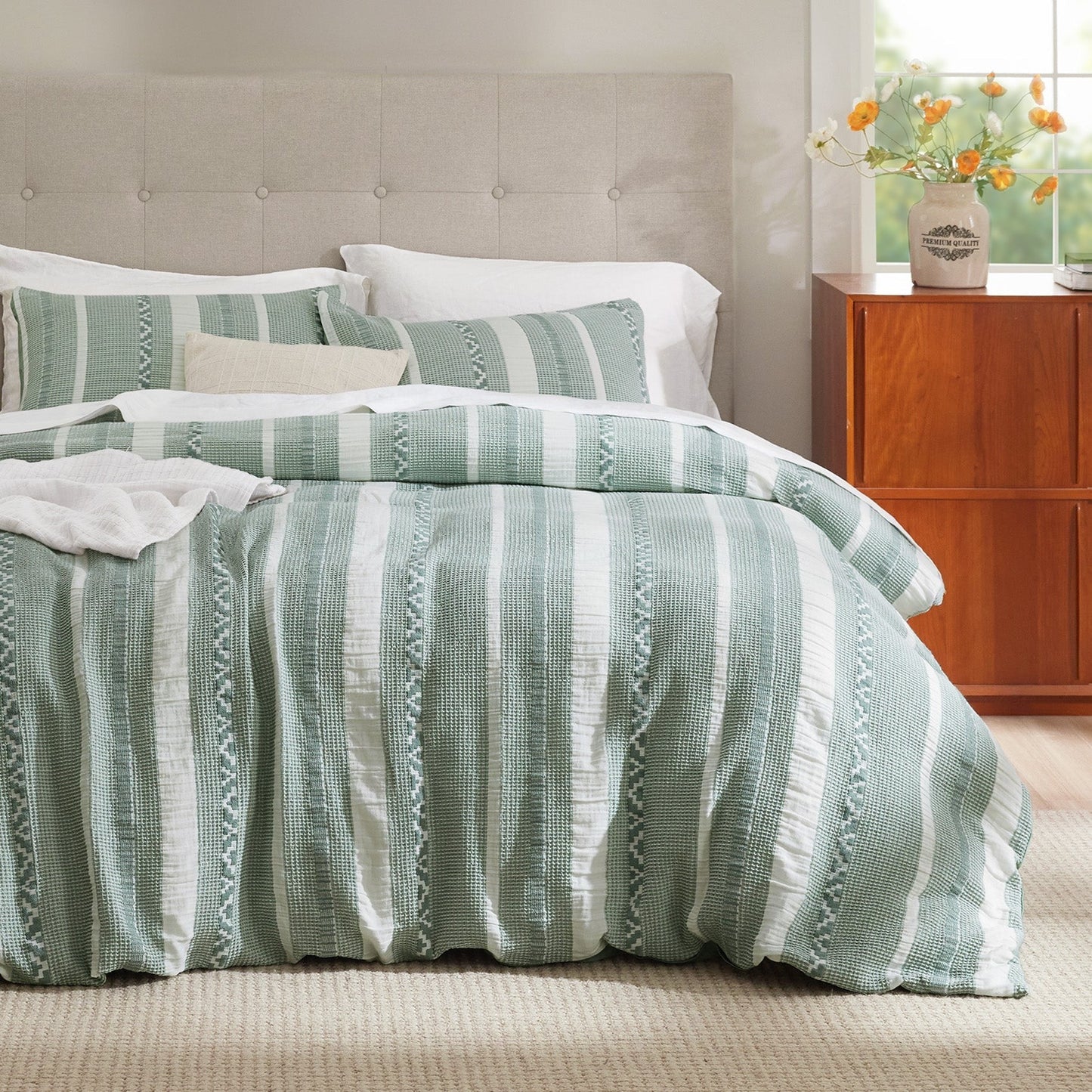 PureWovenTM Cotton Boho Waffle Weave Duvet Cover Set