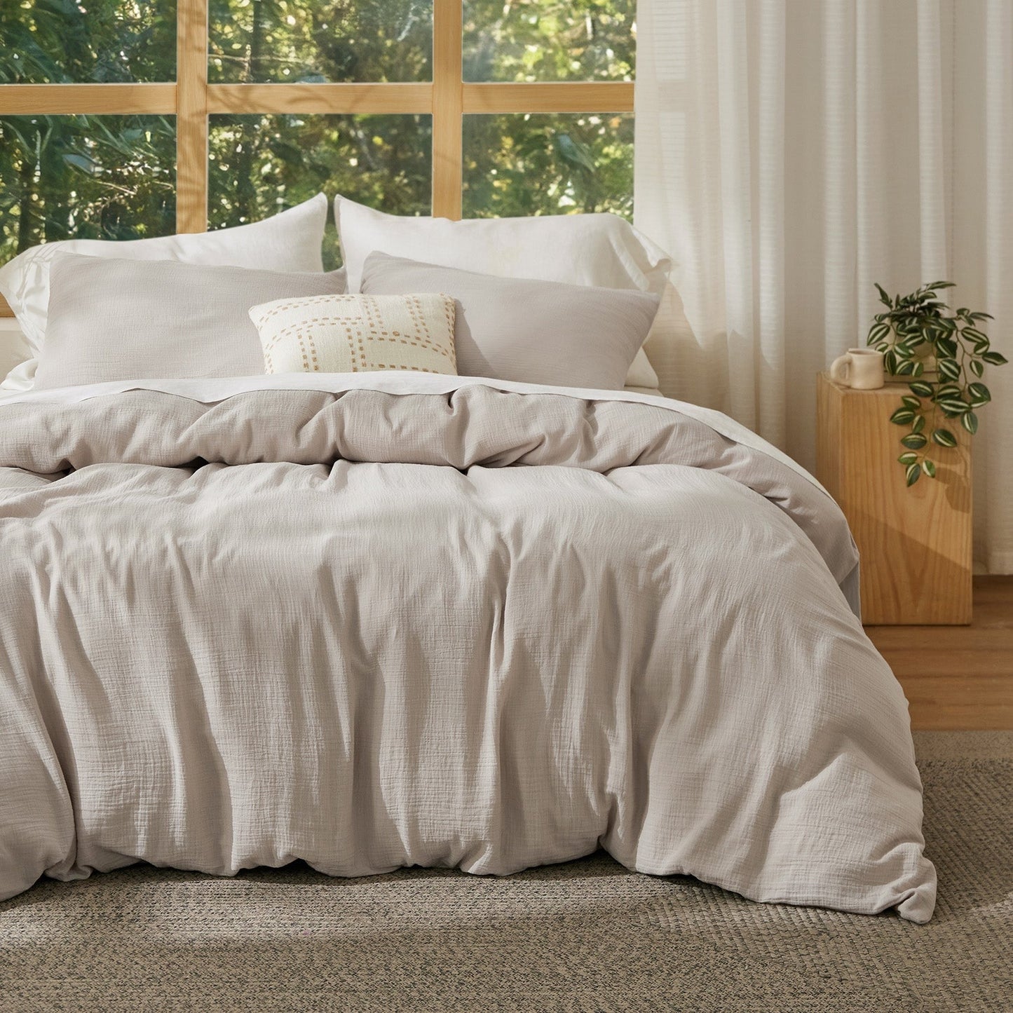 PureWovenTM Rayon From Bamboo Cotton Muslin Duvet Cover Set