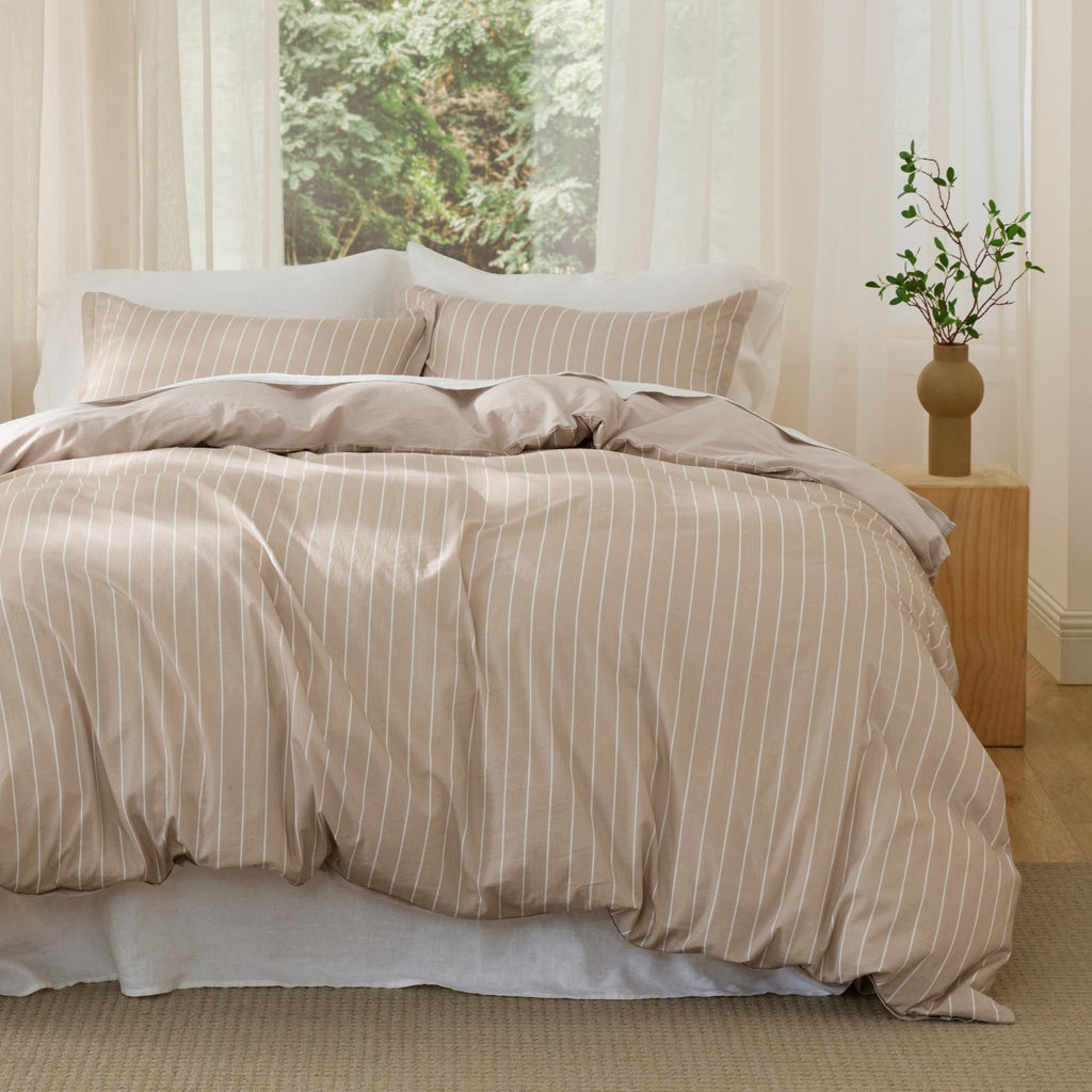 Striped Washed Cotton Duvet Cover Set