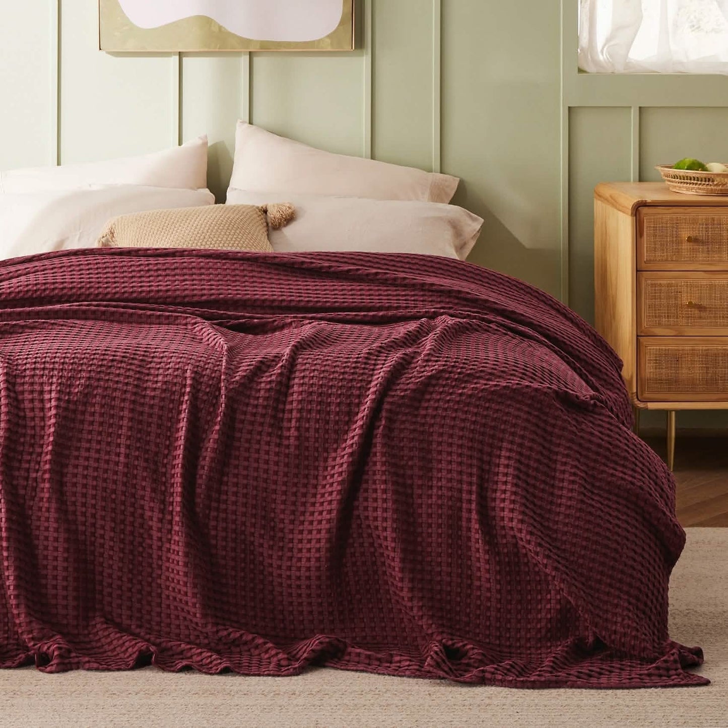 Rayon Derived From Bamboo Waffle Blanket