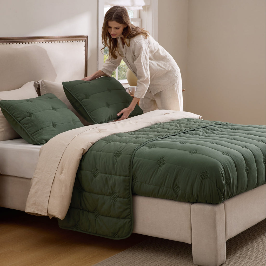 Prewashed Diamond Quilt Set