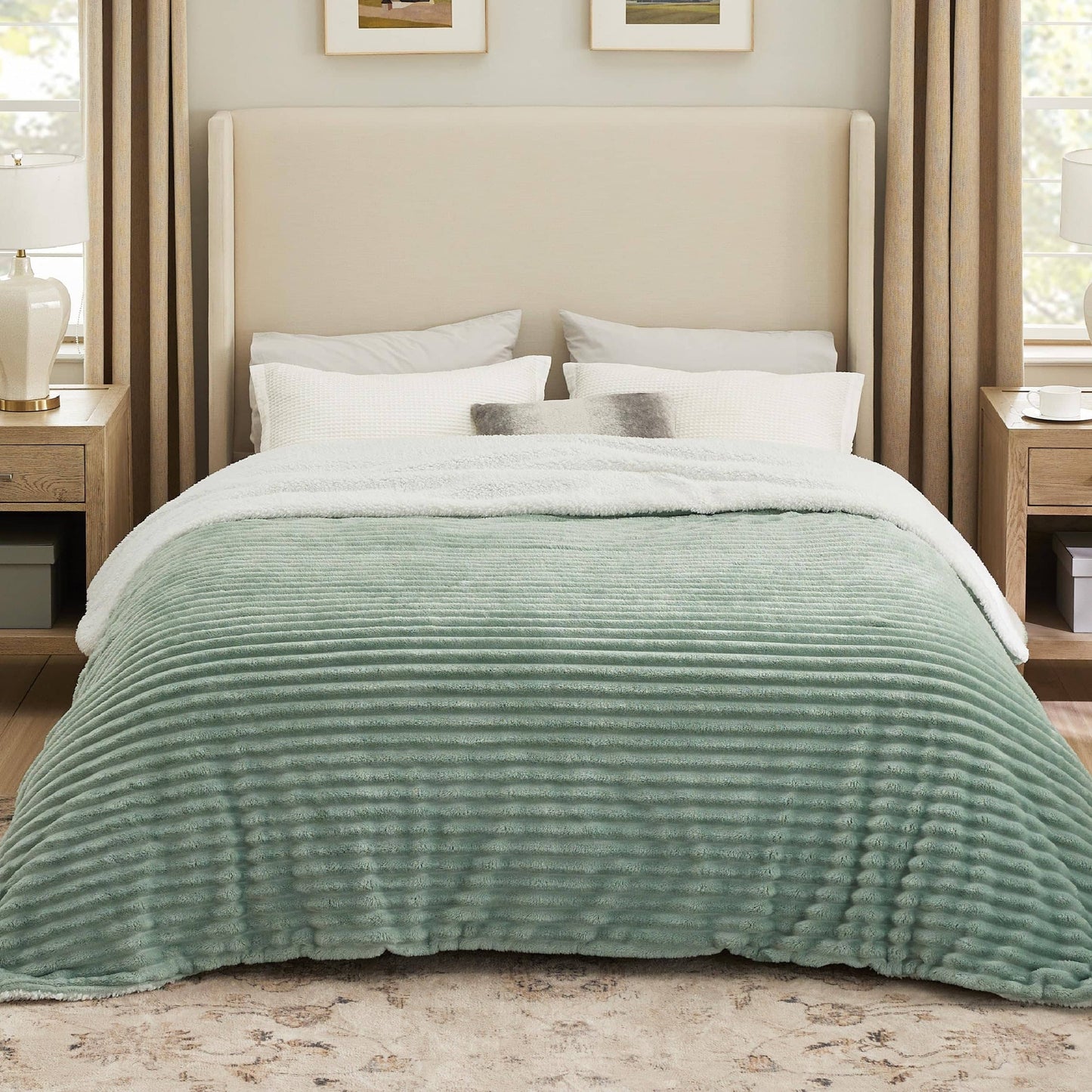 Jacquard Stripes Shaggy Sherpa Blanket