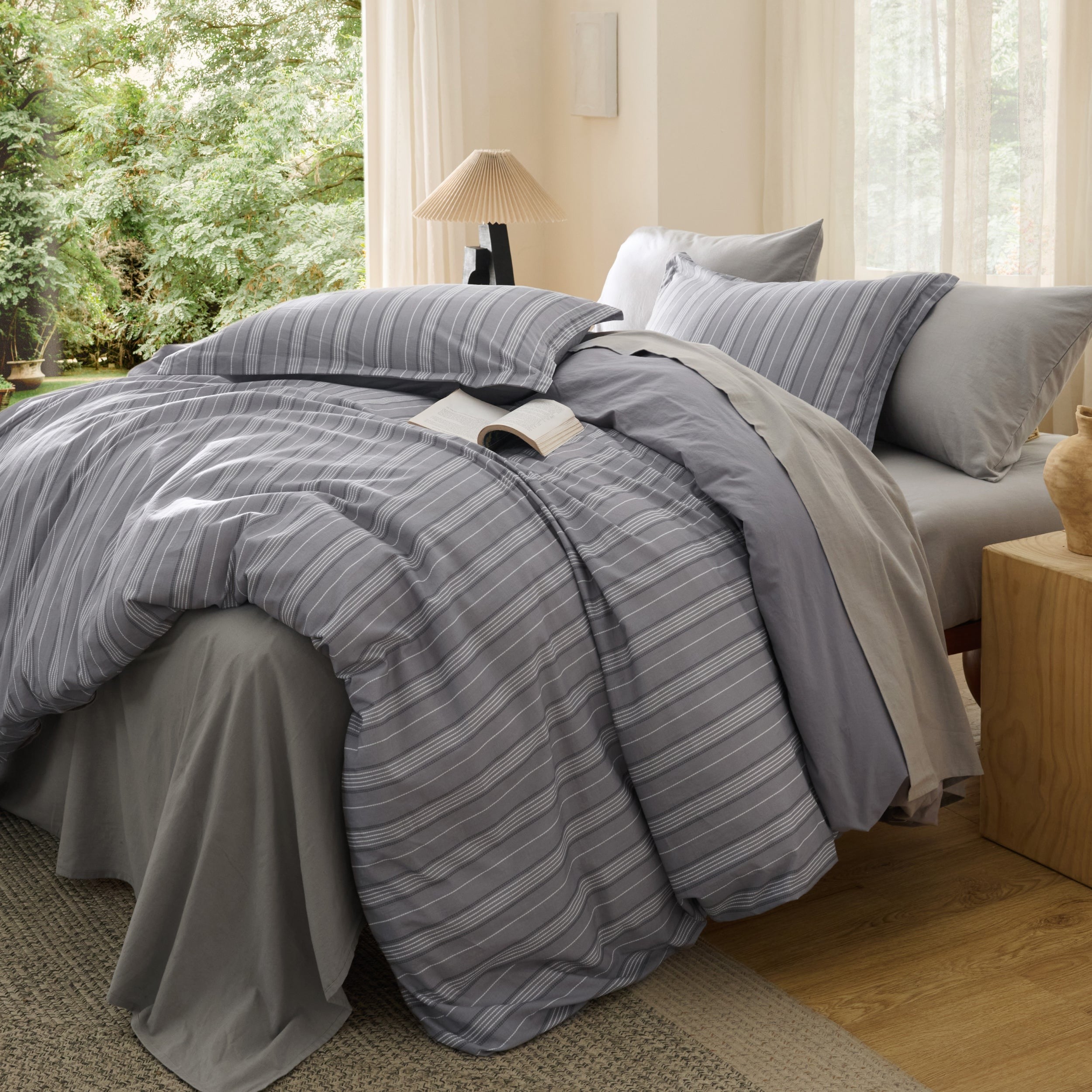 Striped Washed Cotton Duvet Cover Set