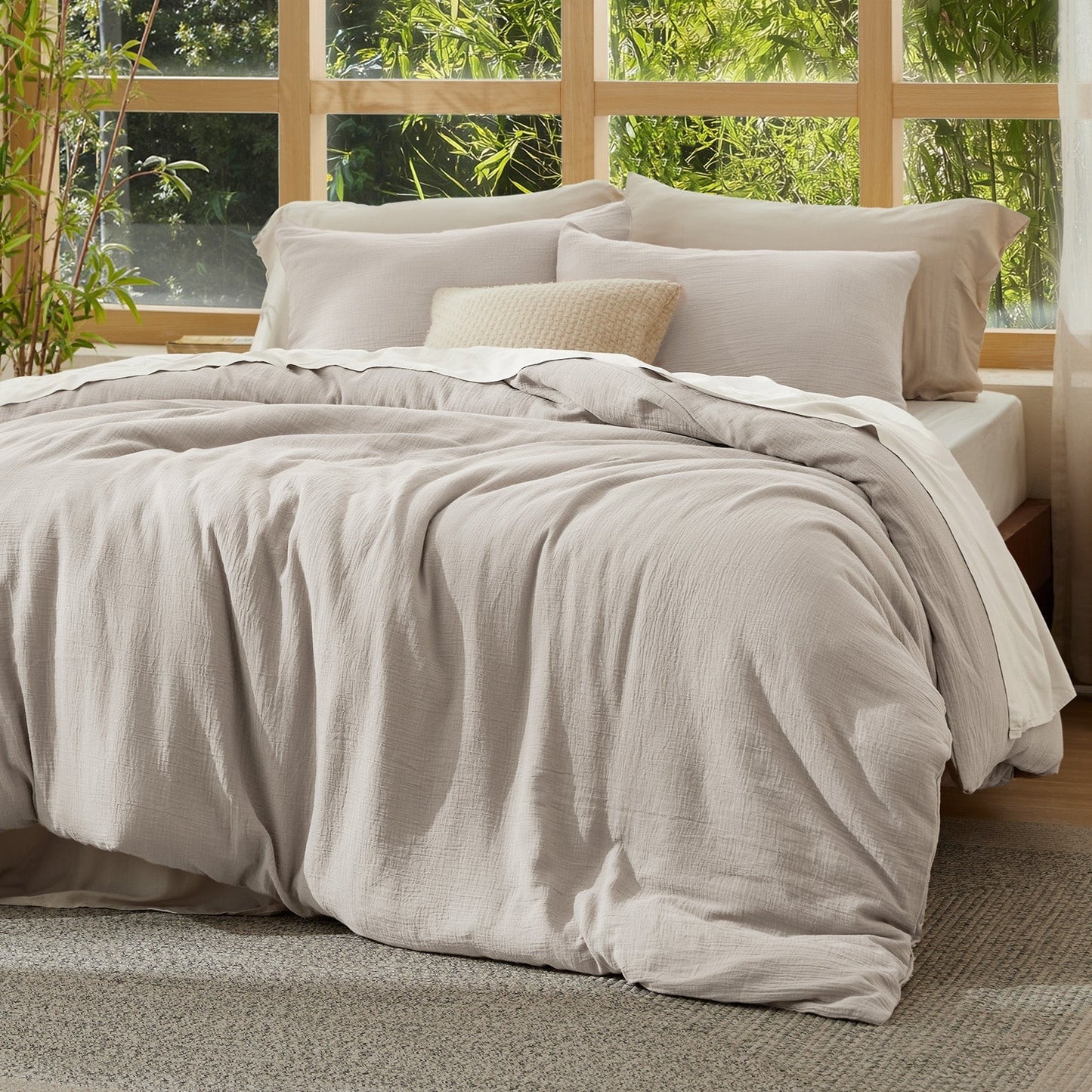PureWovenTM Rayon From Bamboo Cotton Muslin Duvet Cover Set