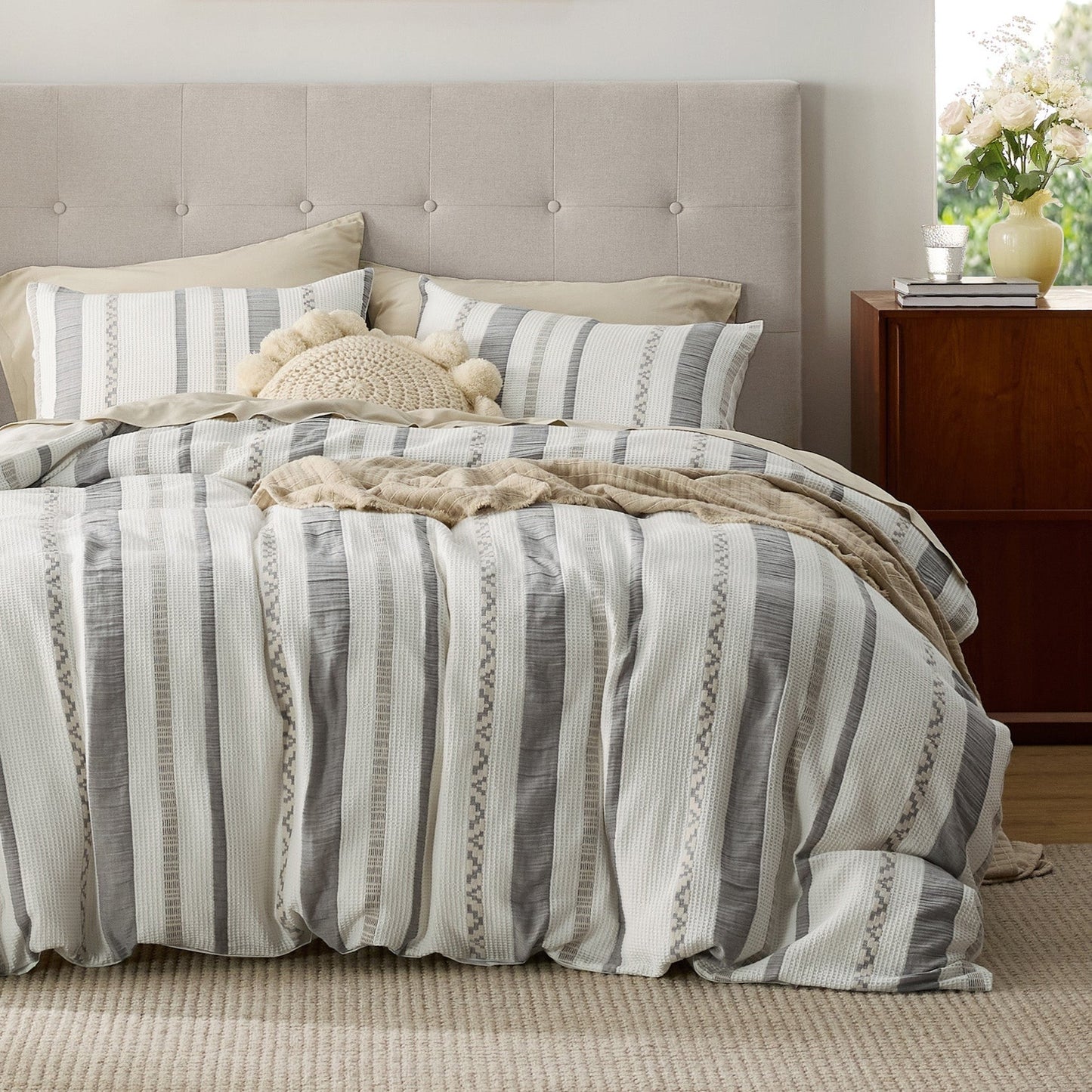 PureWovenTM Cotton Boho Waffle Weave Duvet Cover Set