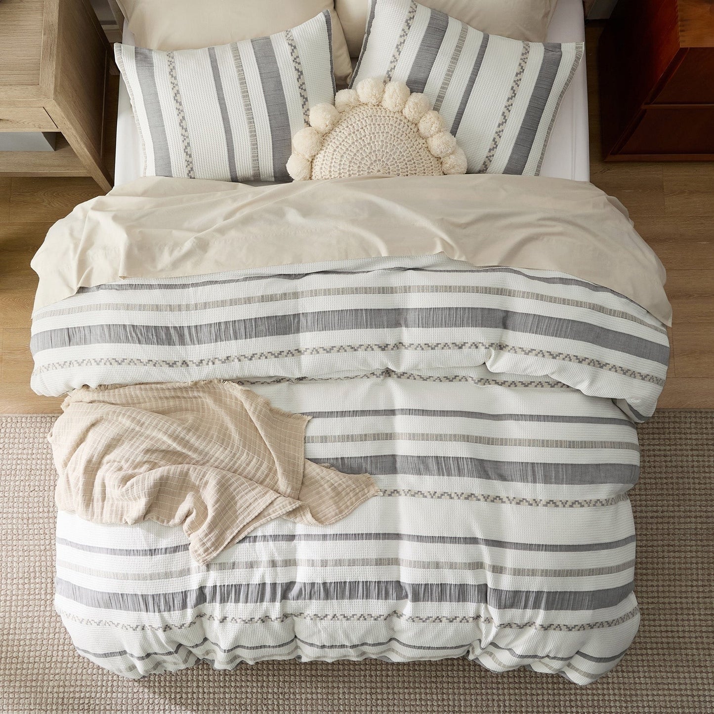 PureWovenTM Cotton Boho Waffle Weave Duvet Cover Set