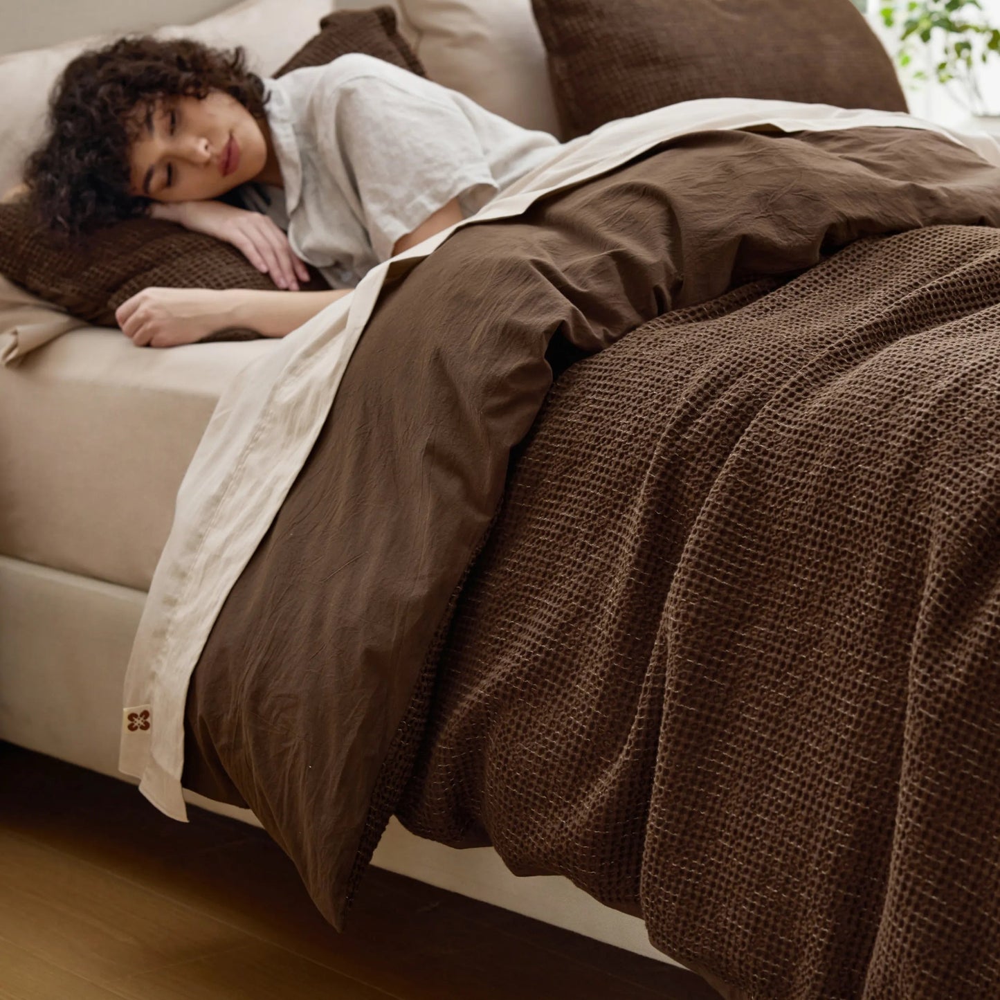 PureWovenTM Cotton Waffle Space-Dyed Duvet Cover Set