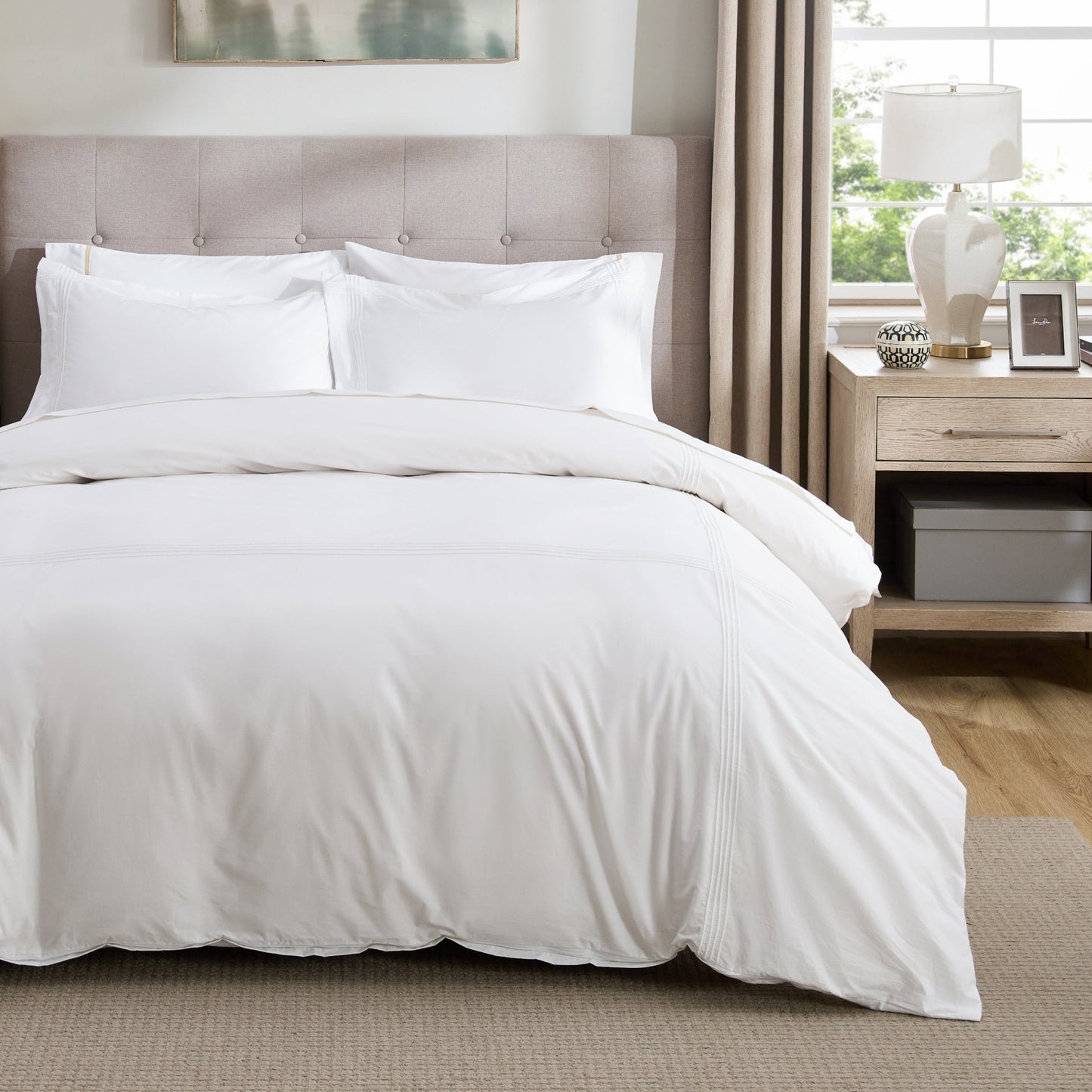 PureWovenTM Cotton Embroidered Hotel Duvet Cover Set