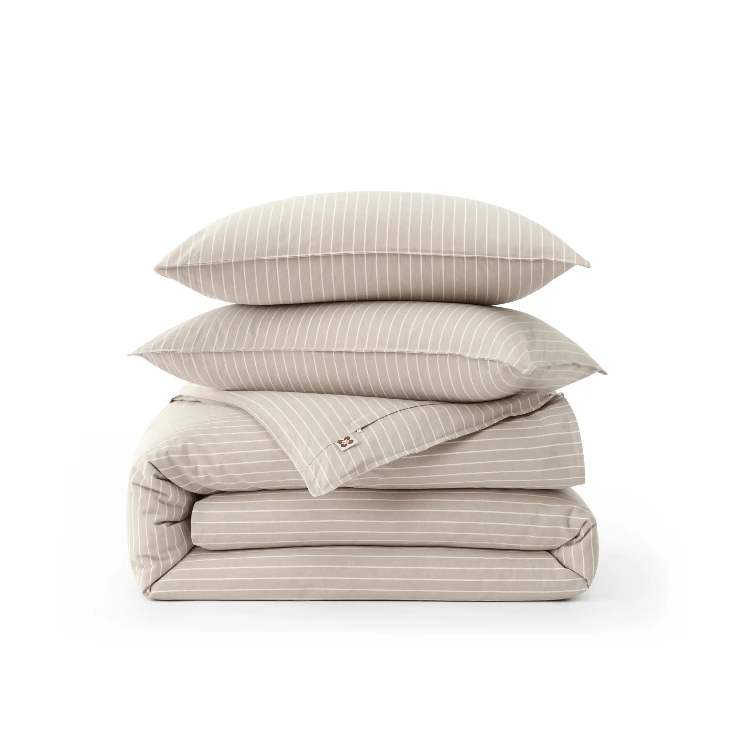 PureWovenTM Washed Cotton Striped Duvet Cover Set