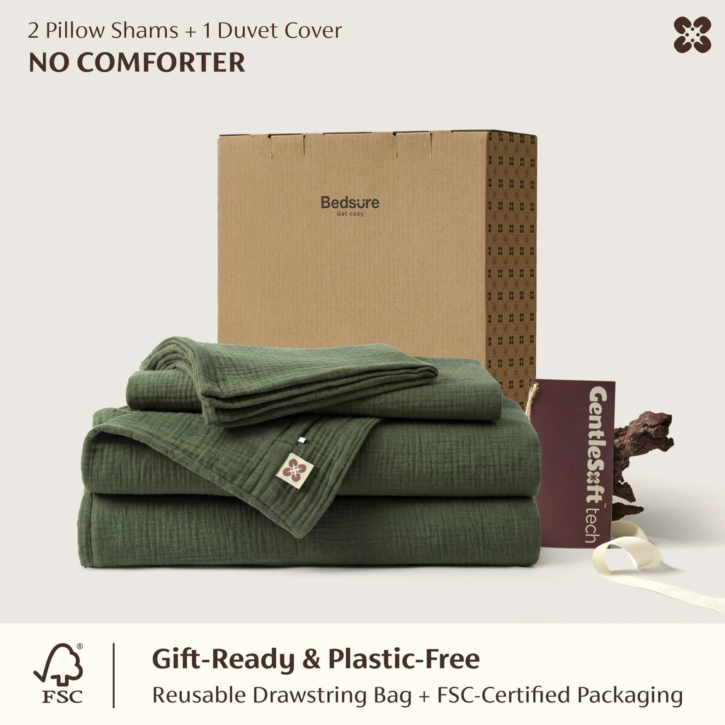 PureWovenTM Triple-Layer Cotton Gauze Duvet Cover Set