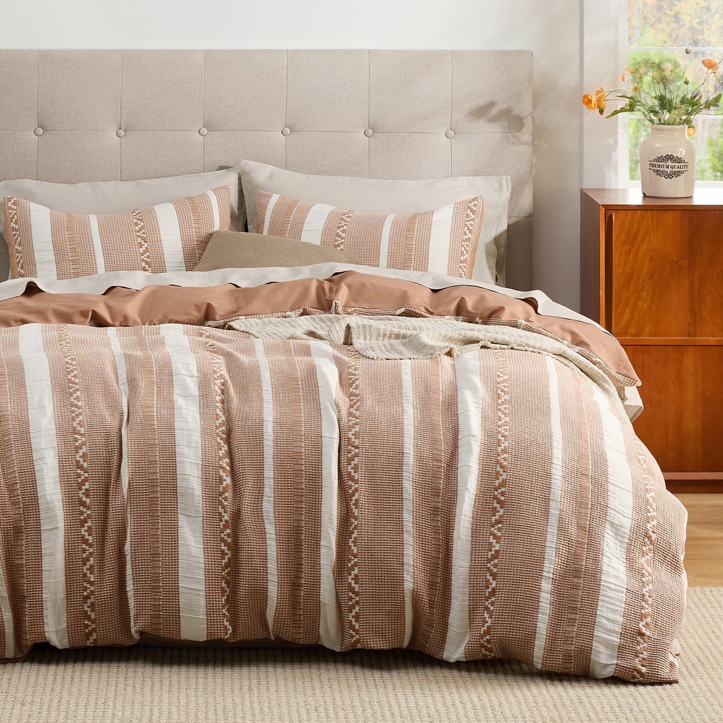 PureWovenTM Cotton Boho Waffle Weave Duvet Cover Set