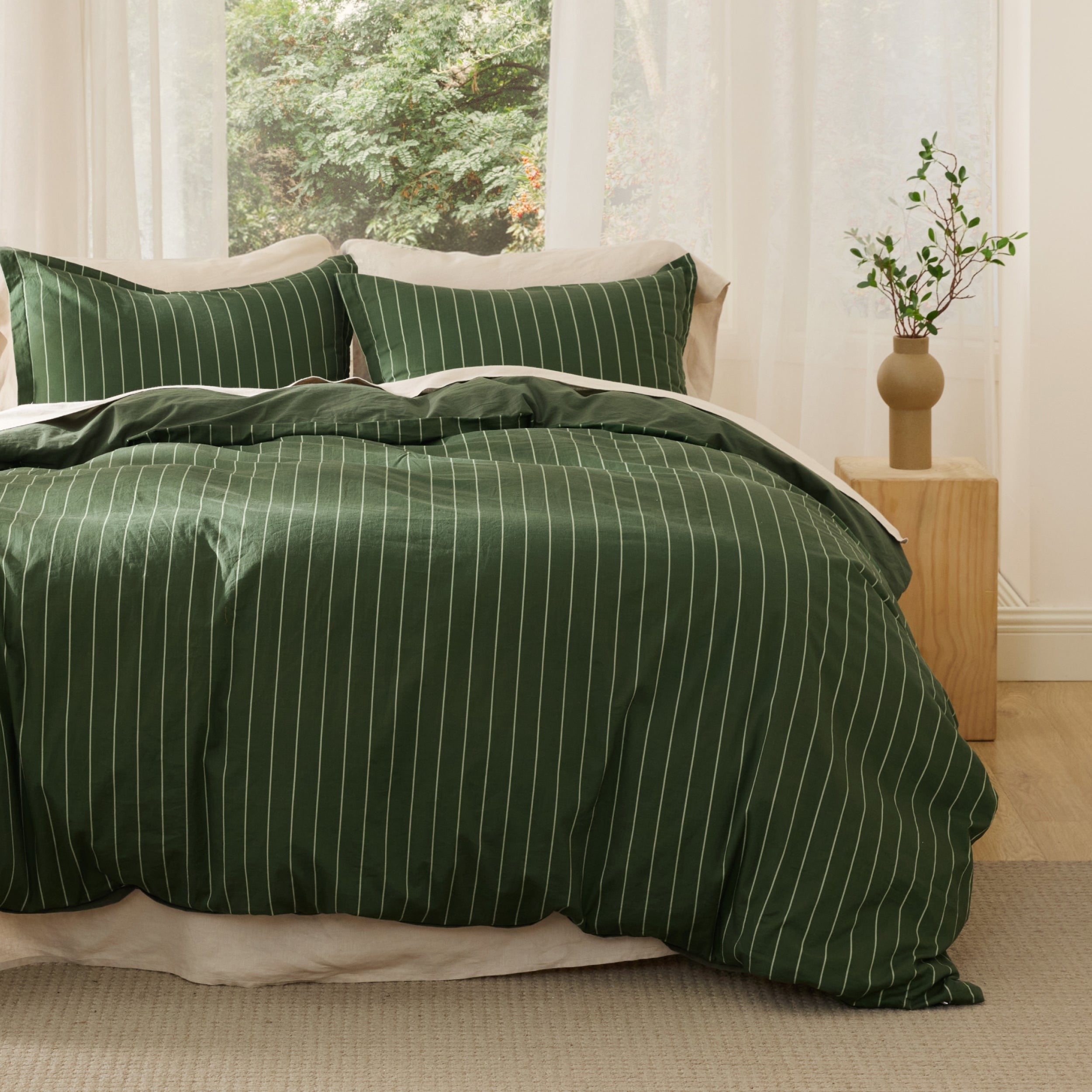 Striped Washed Cotton Duvet Cover Set