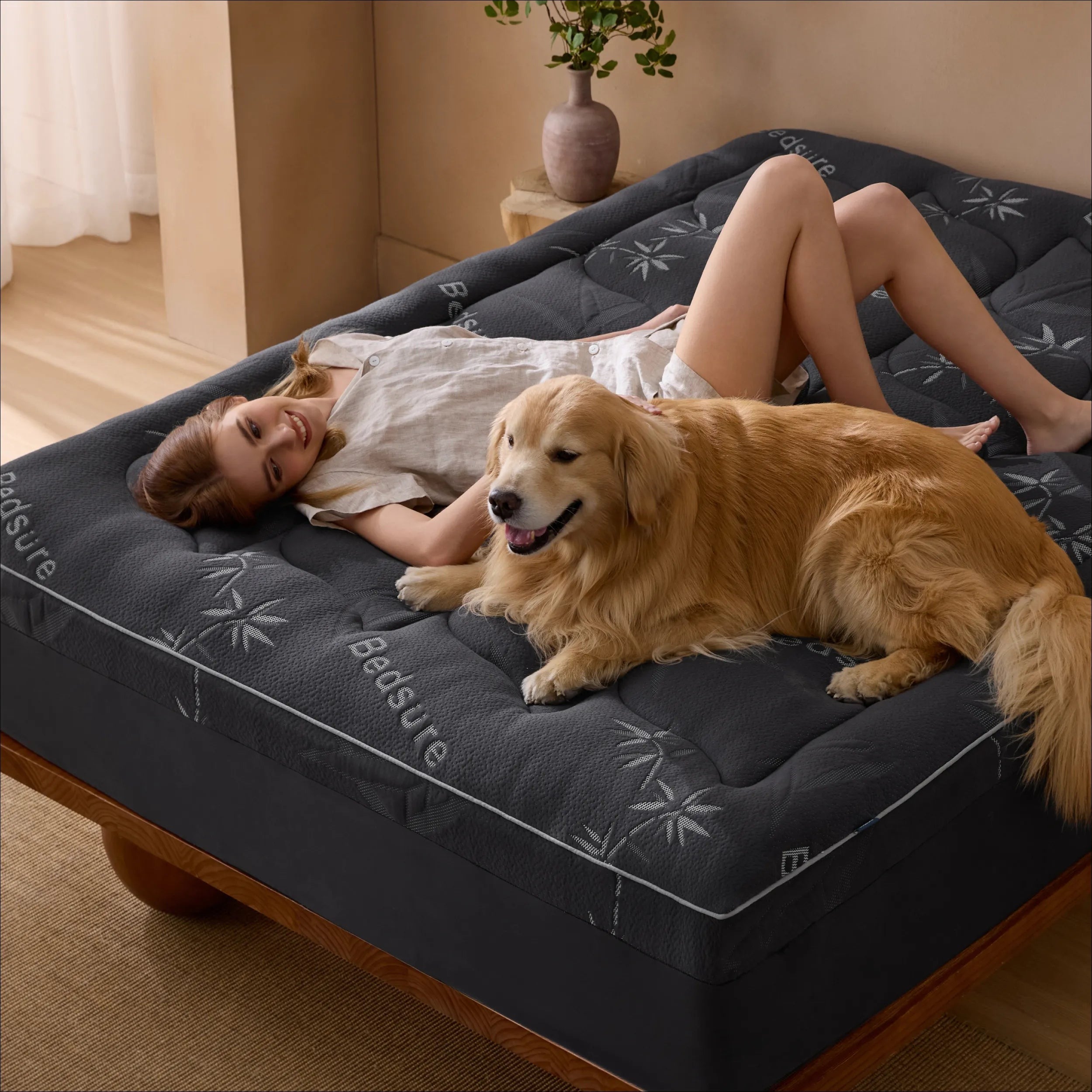 Rayon Derived From Bamboo Blend Mattress Topper
