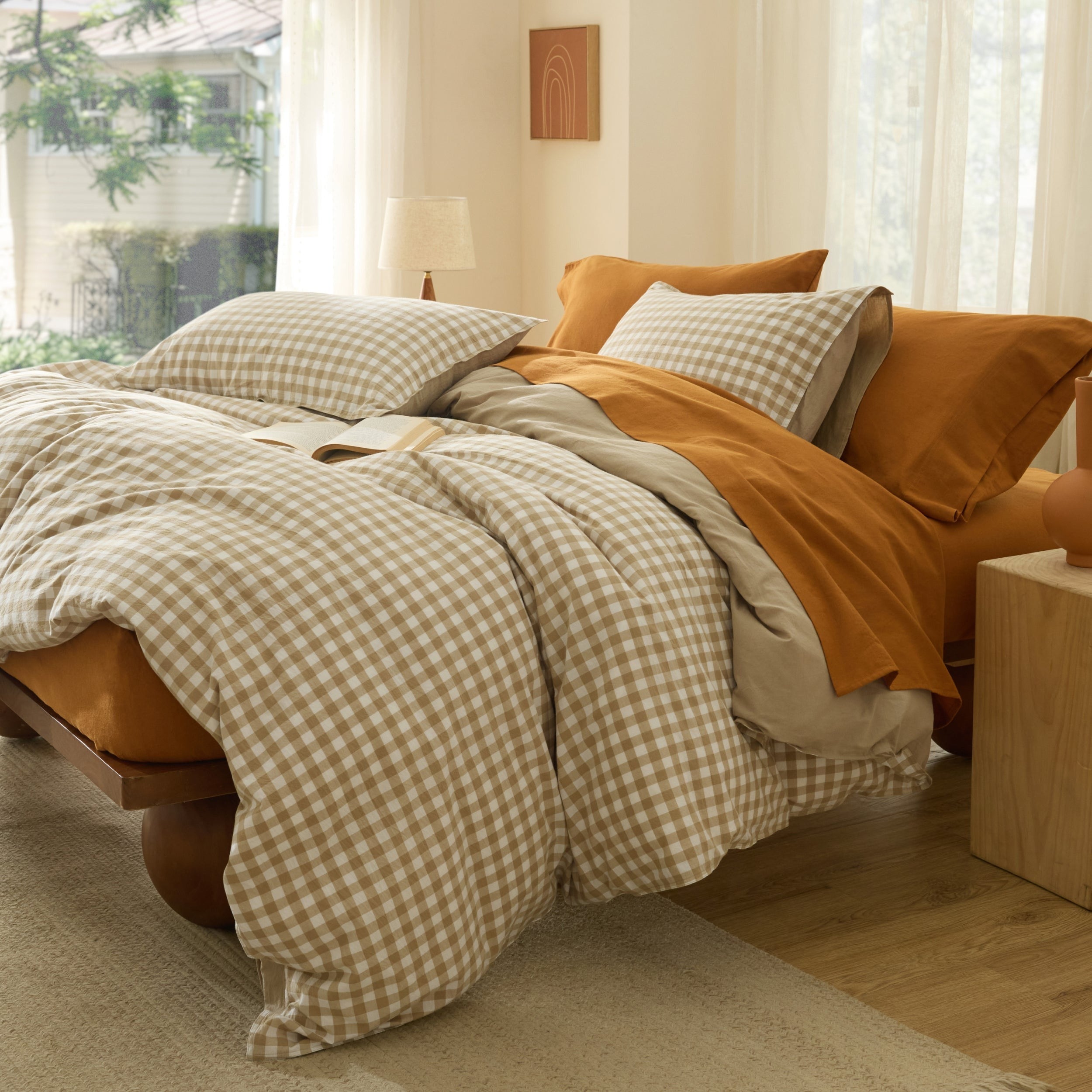 Gingham Washed Cotton Duvet Cover Set