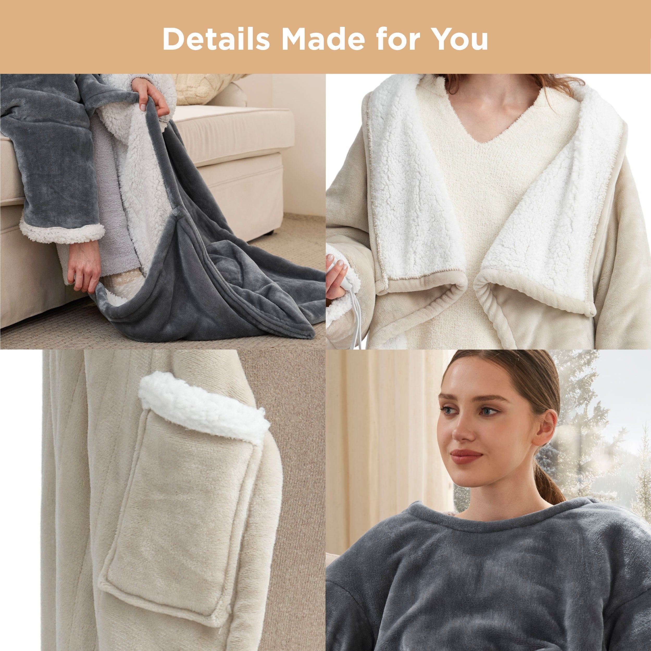 Full-body Sherpa Fleece Heated Blanket Hoodie