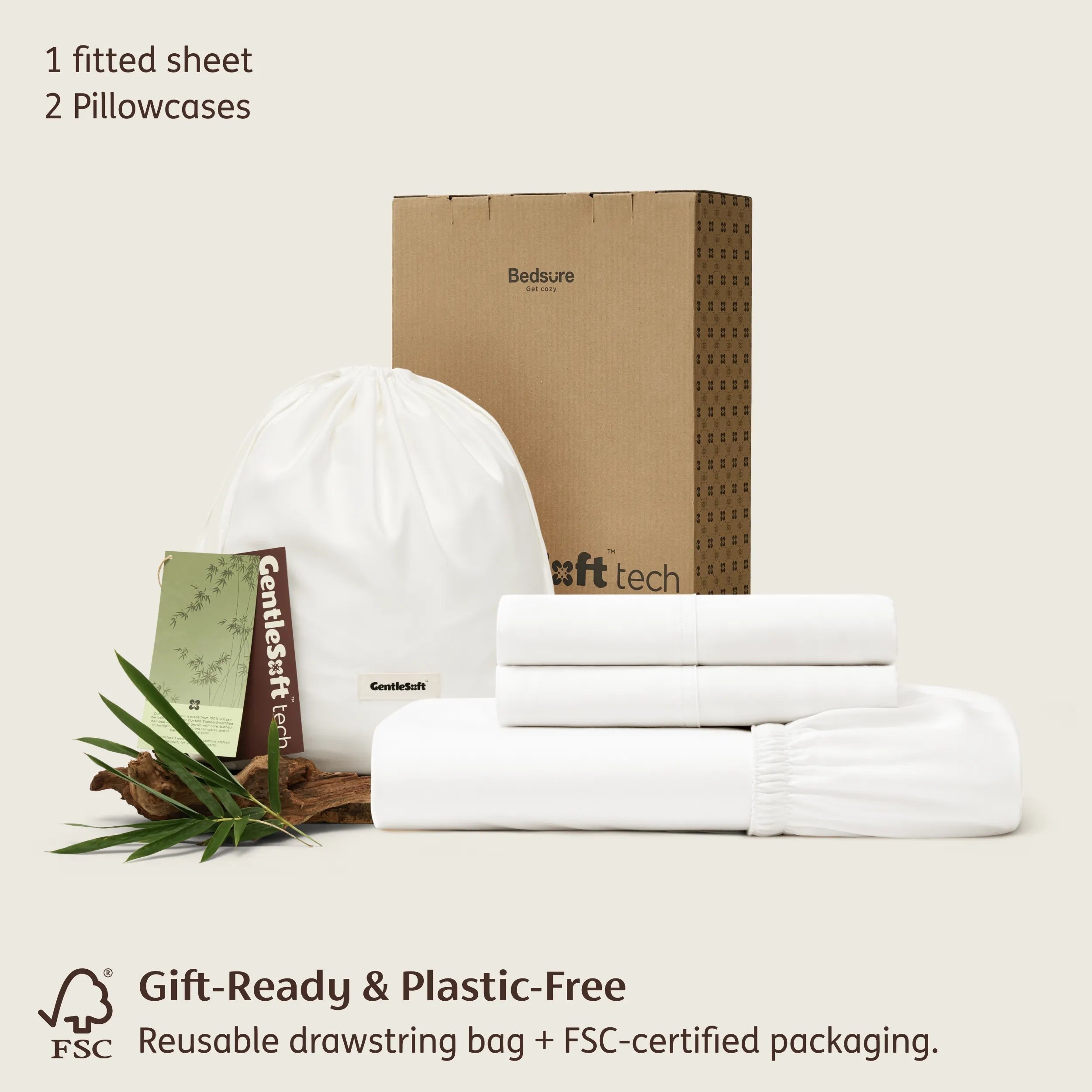 PureWovenTM Organically Grown Bamboo Viscose Fitted Sheet Set