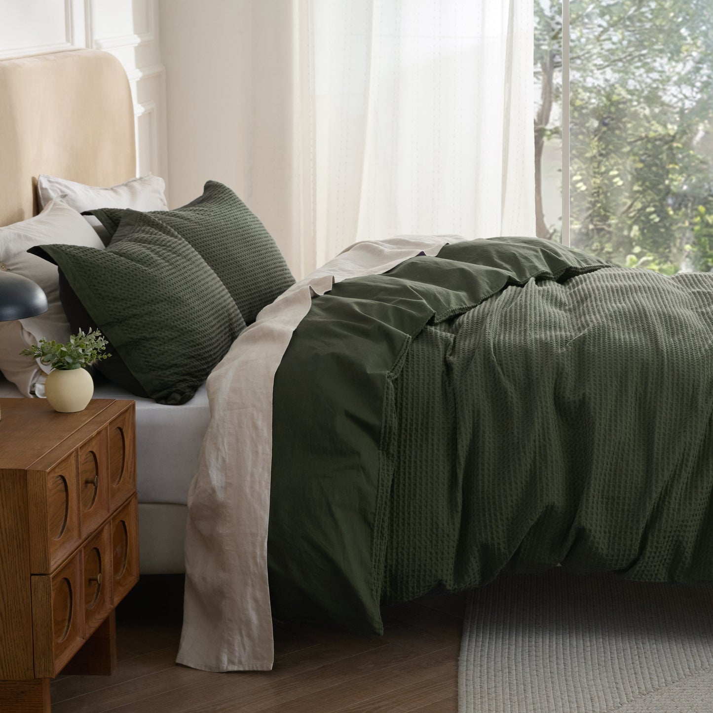 PureWovenTM Cotton Waffle Duvet Cover Set