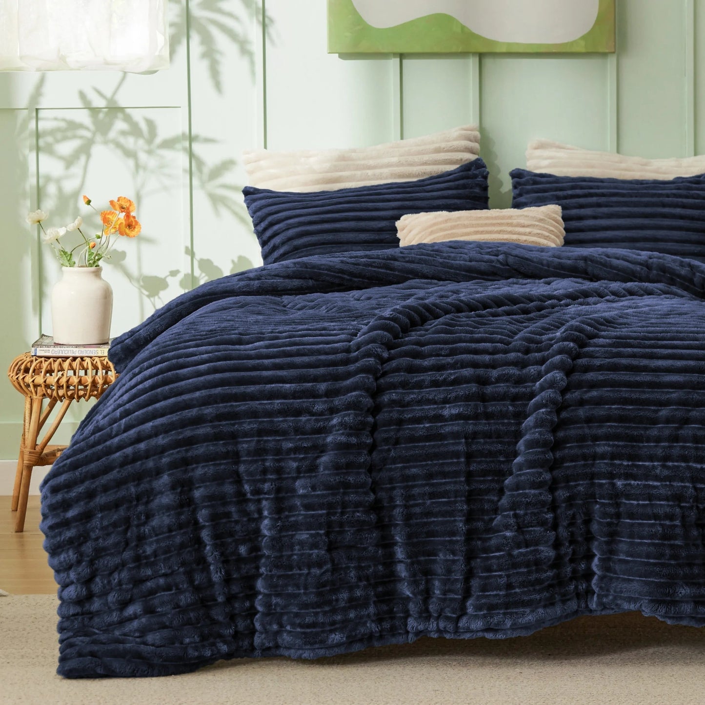 Striped Flannel Comforter Set