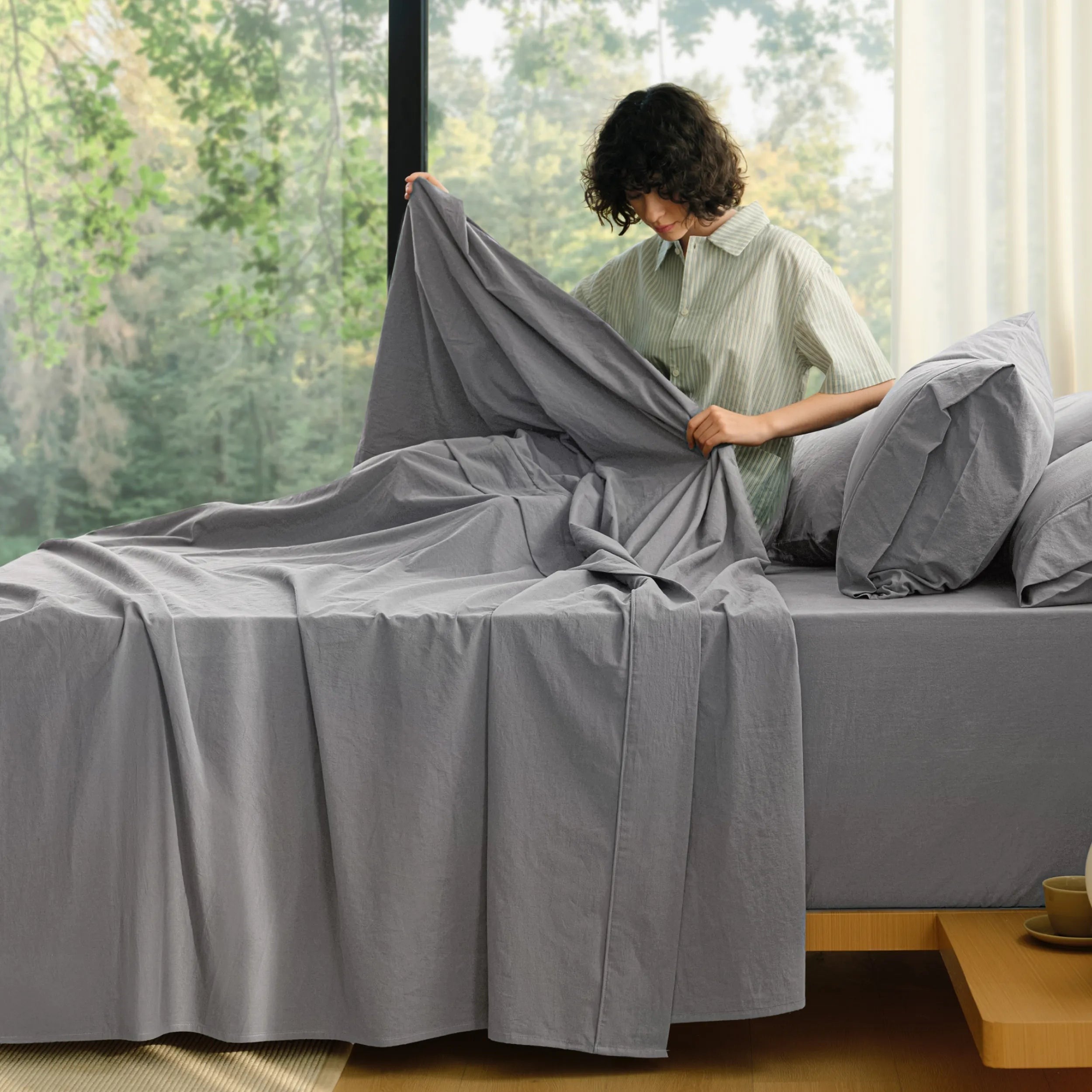 PureWovenTM 6-Piece Washed Cotton Sheet Set