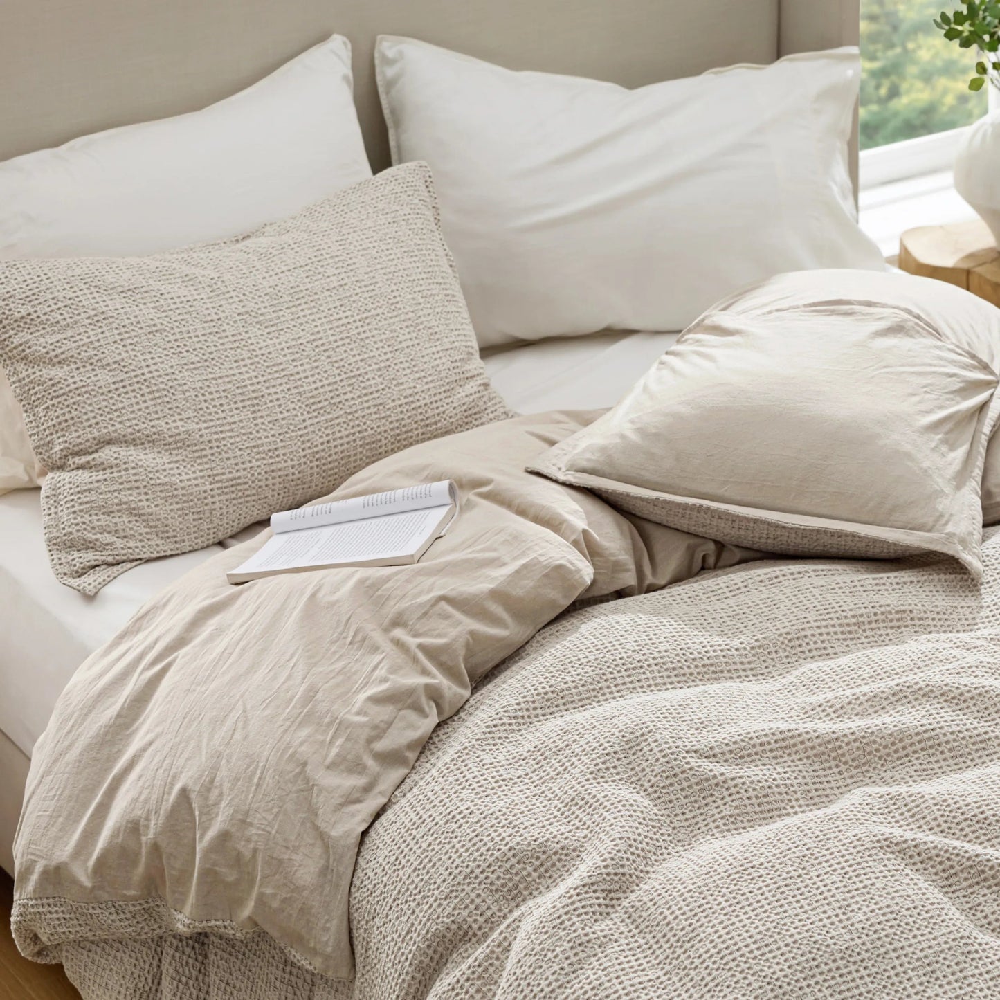PureWovenTM Cotton Waffle Space-Dyed Duvet Cover Set