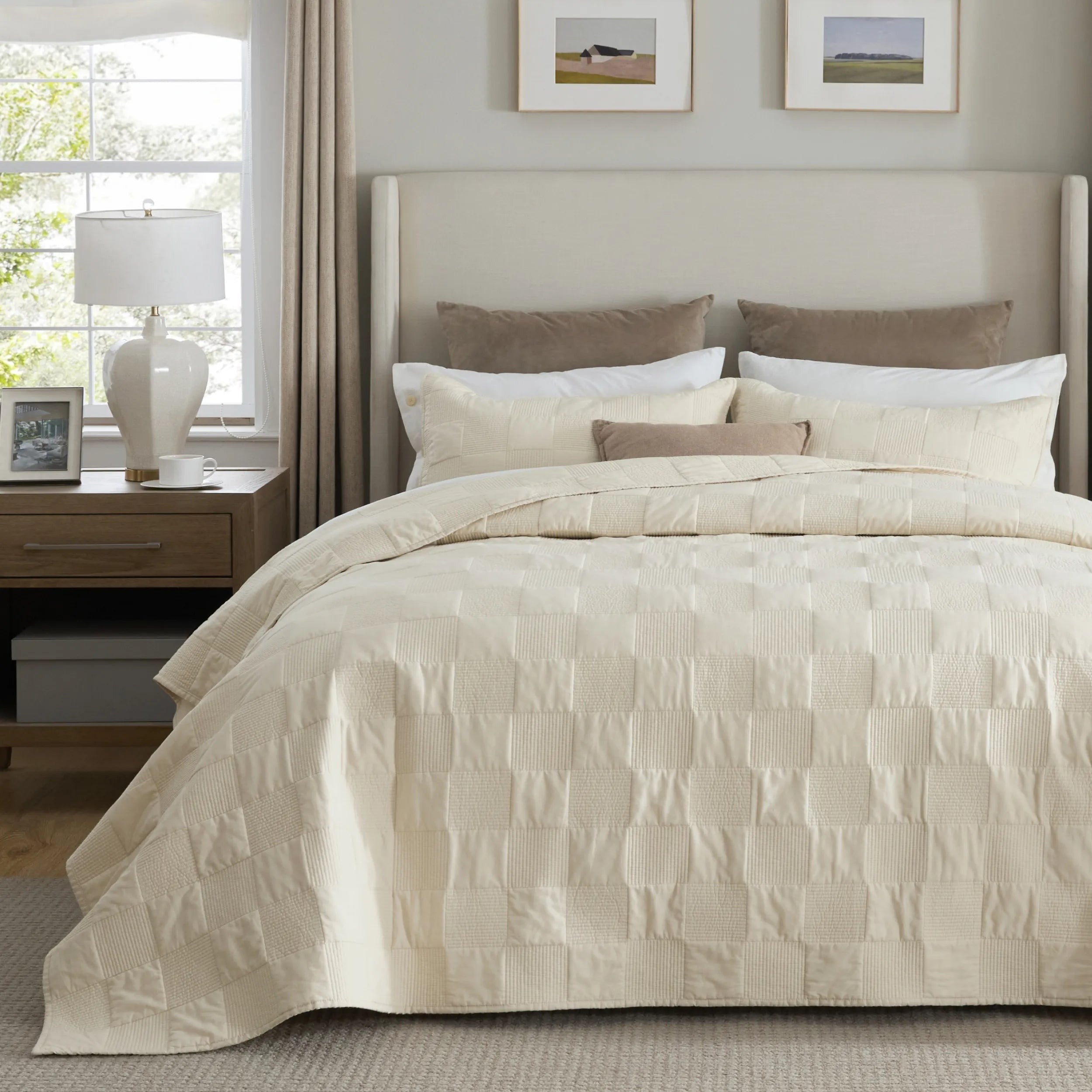 Cotton Checkered Quilted Set