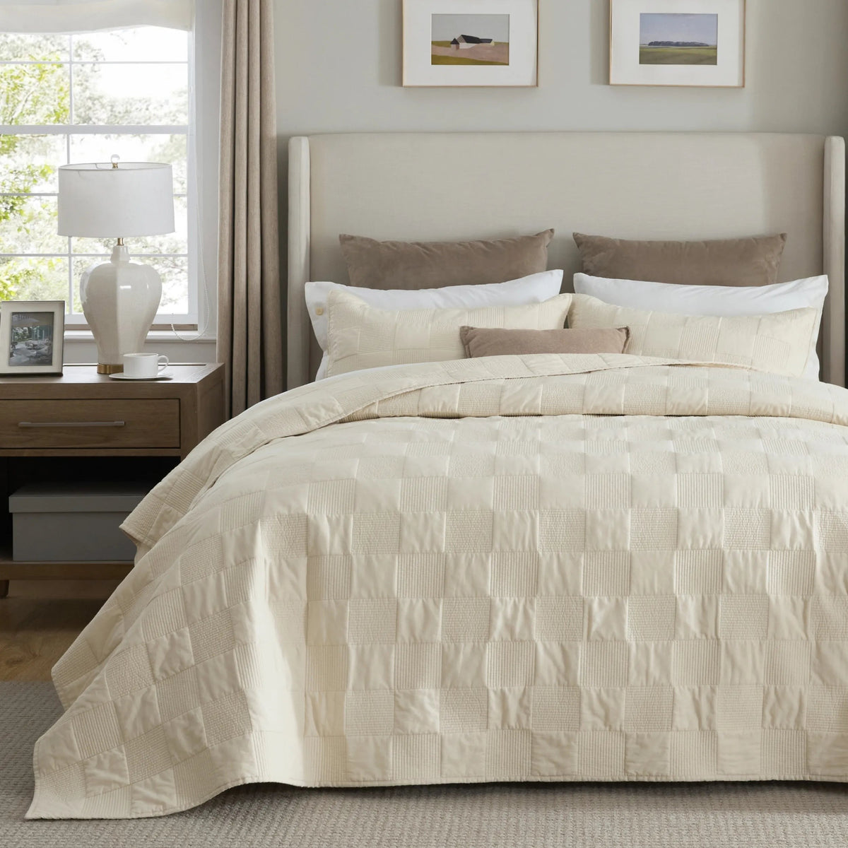 Cotton Checkered Quilted Set