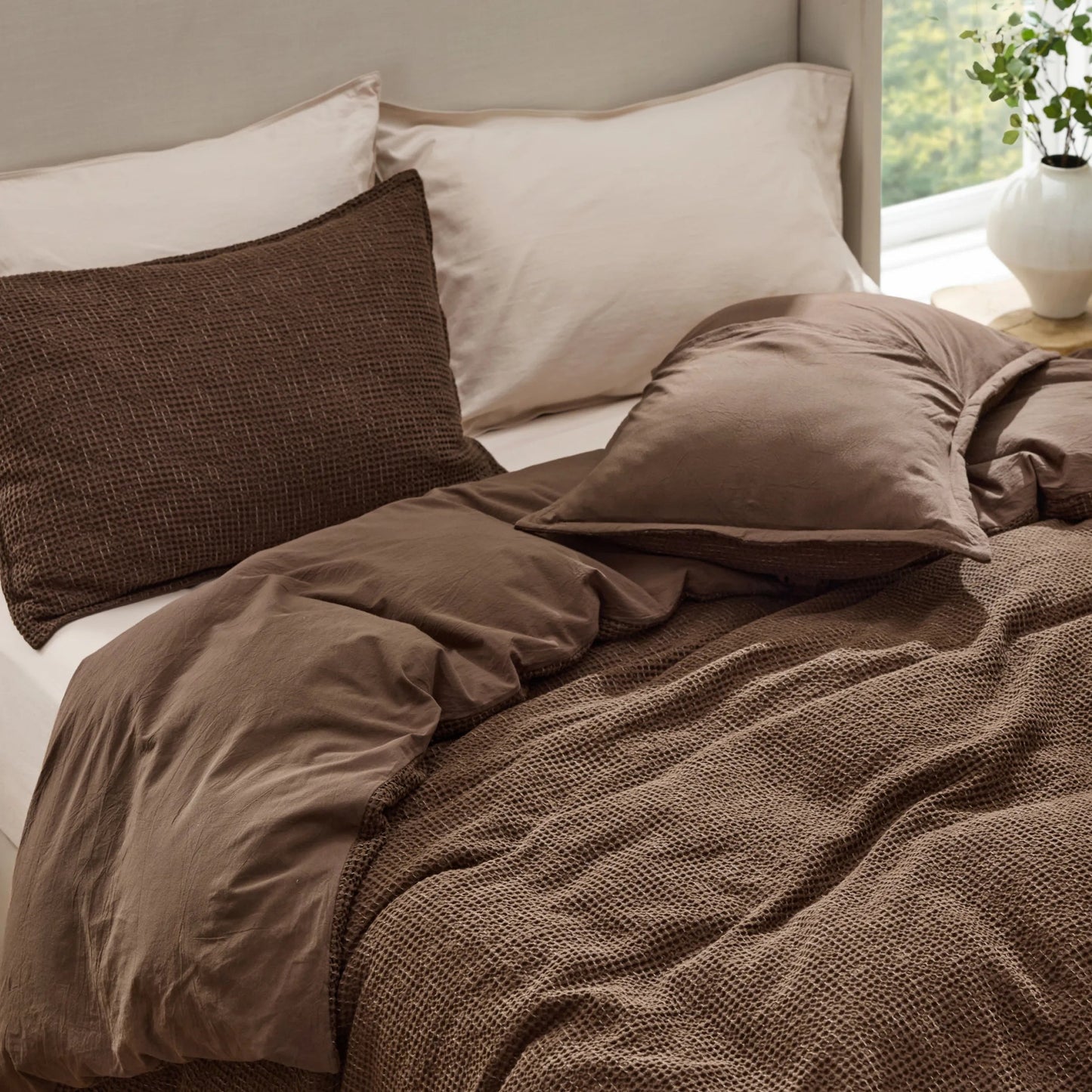 PureWovenTM Cotton Waffle Space-Dyed Duvet Cover Set