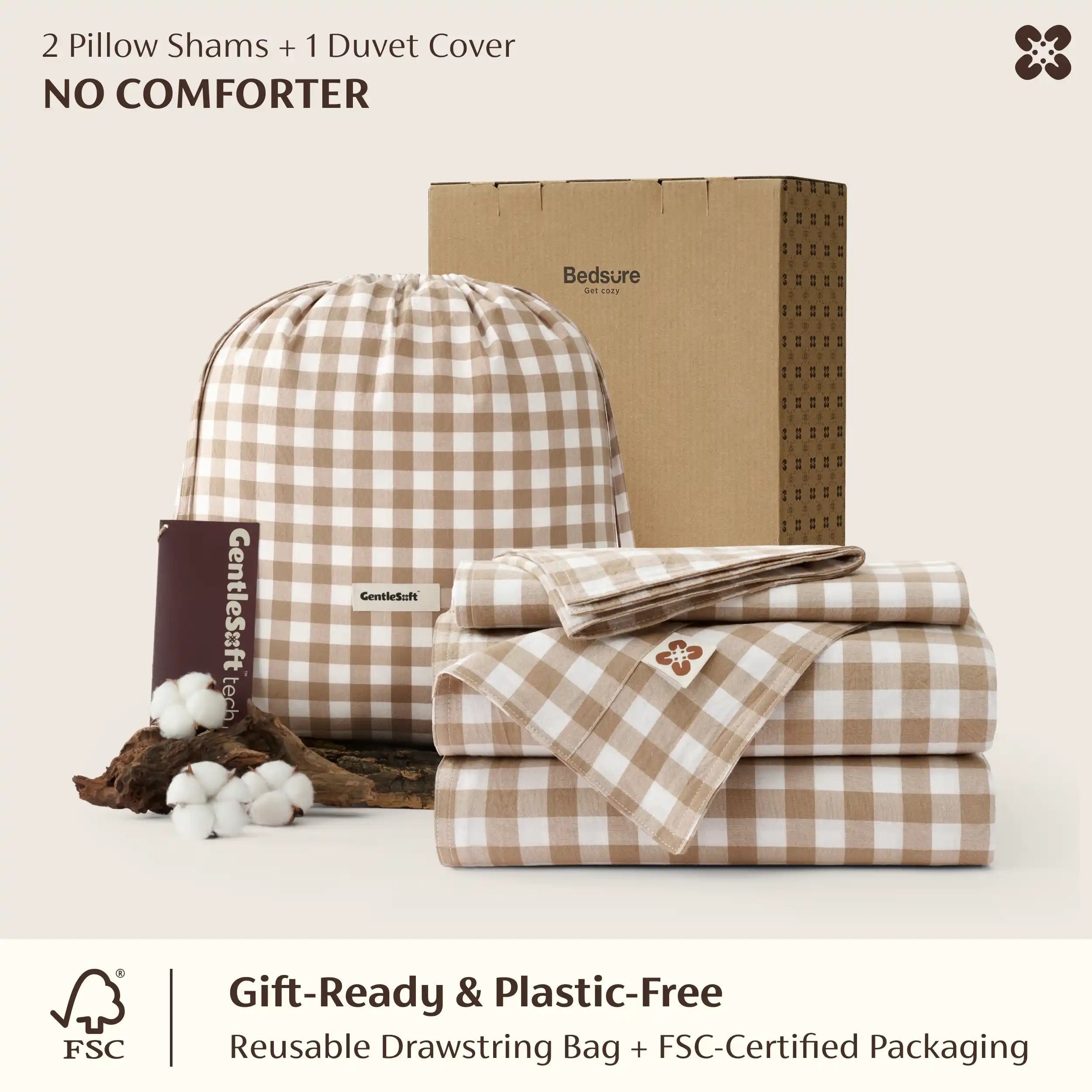 PureWovenTM Washed Cotton Gingham Duvet Cover Set