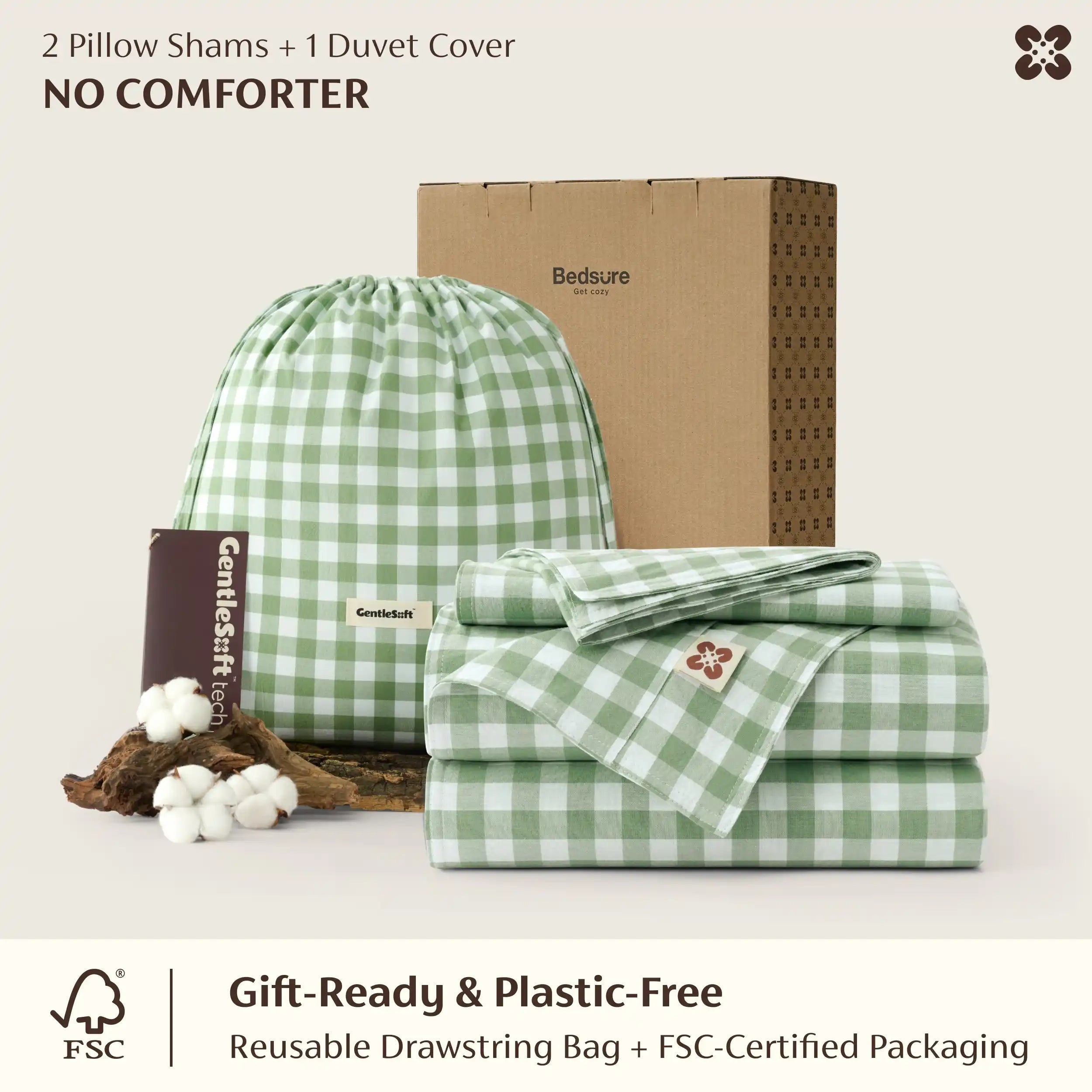 PureWovenTM Washed Cotton Gingham Duvet Cover Set