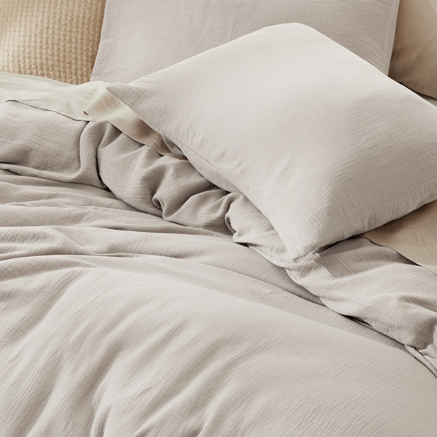 PureWovenTM Rayon From Bamboo Cotton Muslin Duvet Cover Set