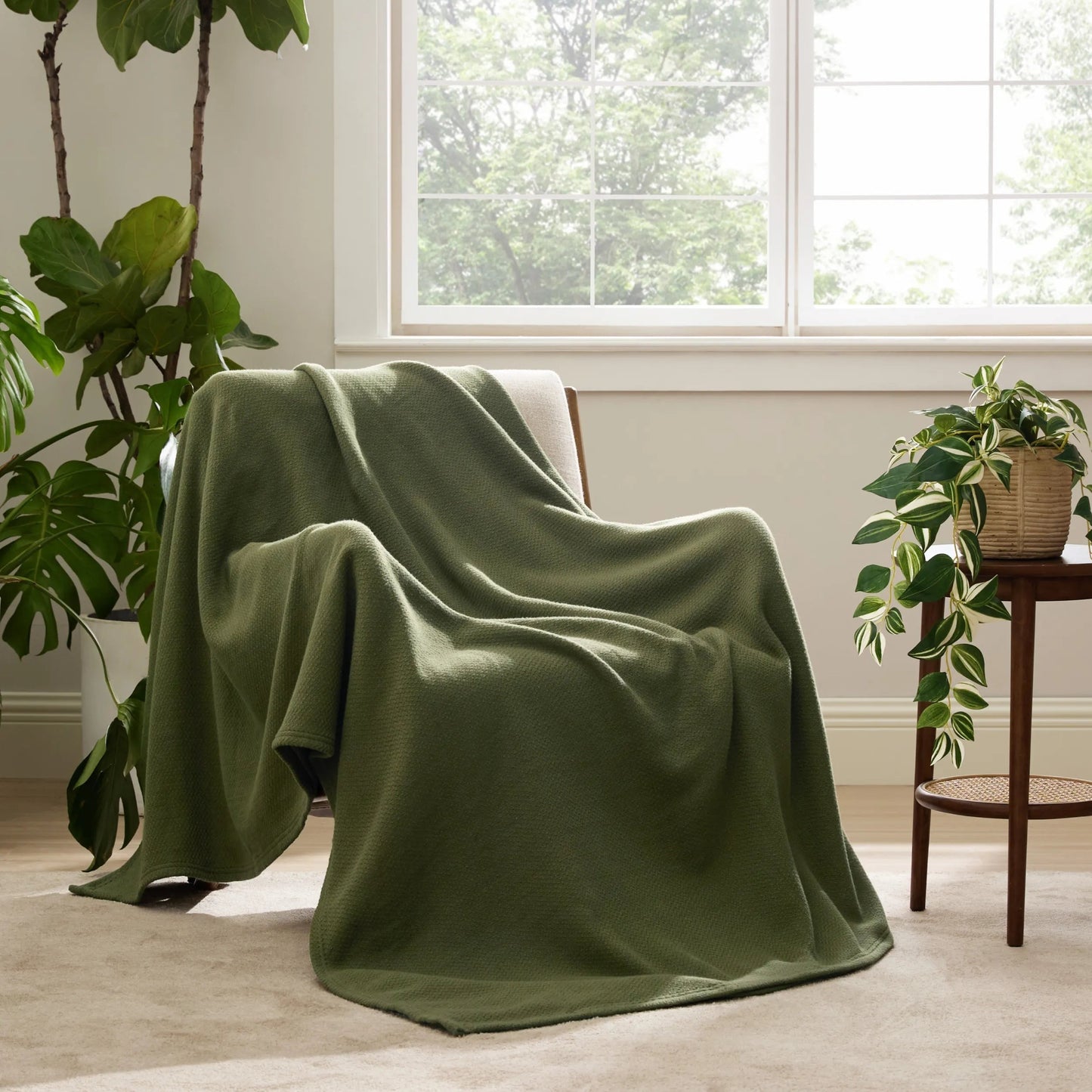 100% Cotton Herringbone Woven Blanket