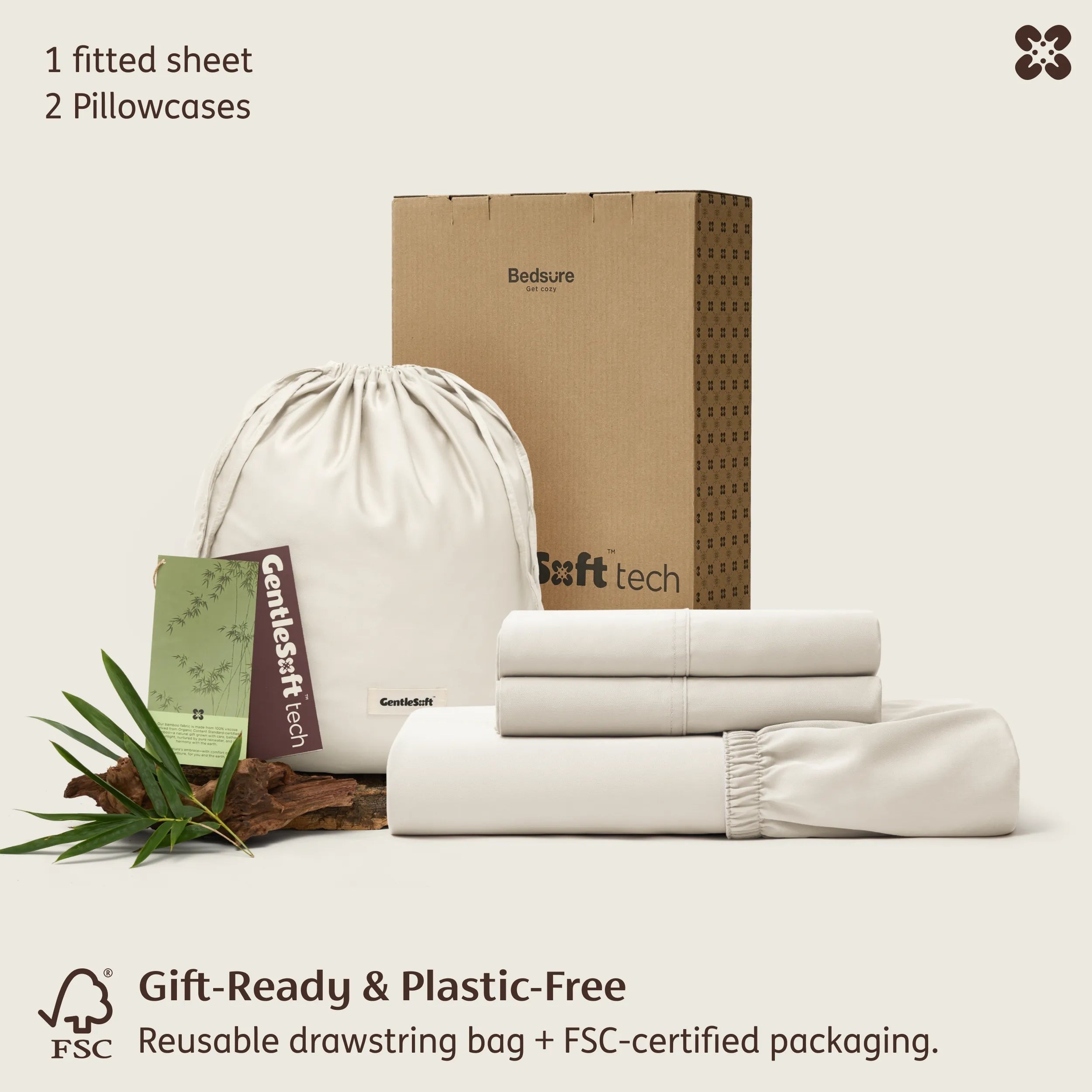 PureWovenTM Organically Grown Bamboo Viscose Fitted Sheet Set