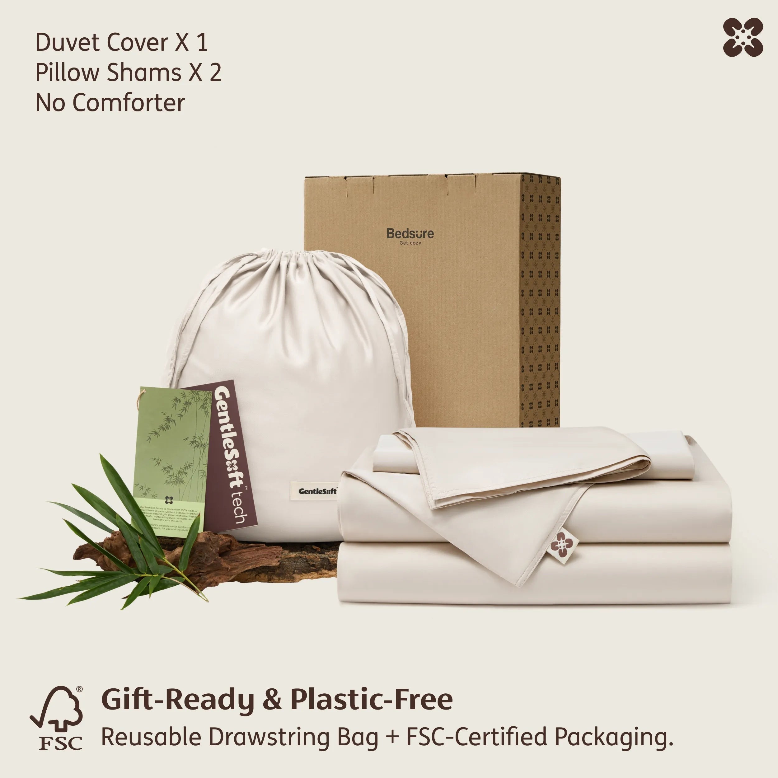 PureWovenTM Organically Grown Bamboo Viscose Duvet Cover Set