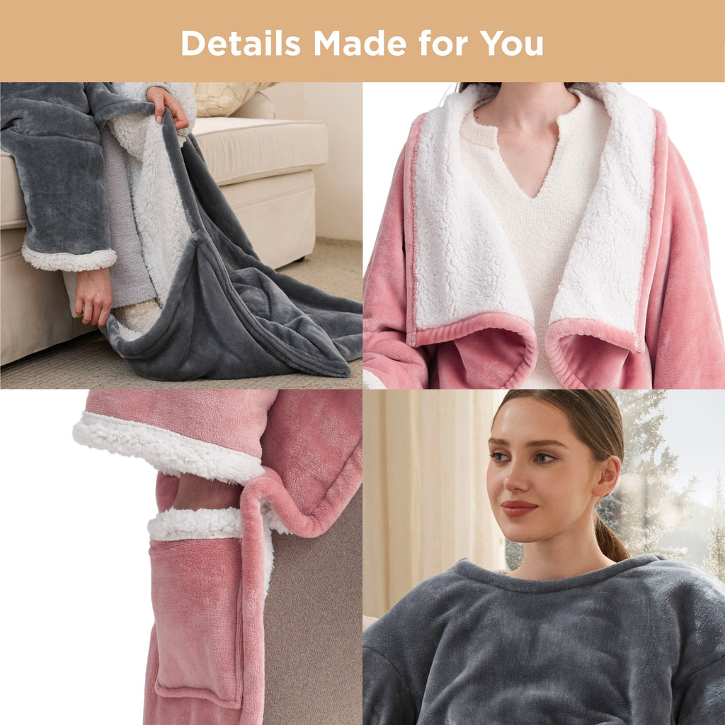 Full-body Sherpa Fleece Heated Blanket Hoodie