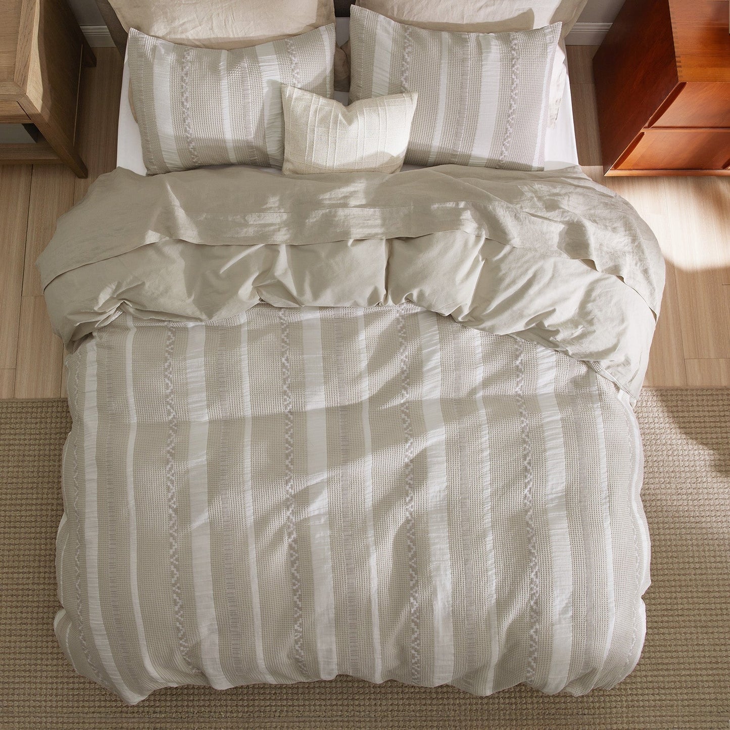 PureWovenTM Cotton Boho Waffle Weave Duvet Cover Set