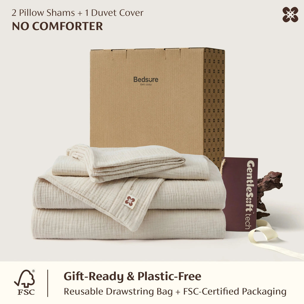 PureWovenTM Triple-Layer Cotton Gauze Duvet Cover Set