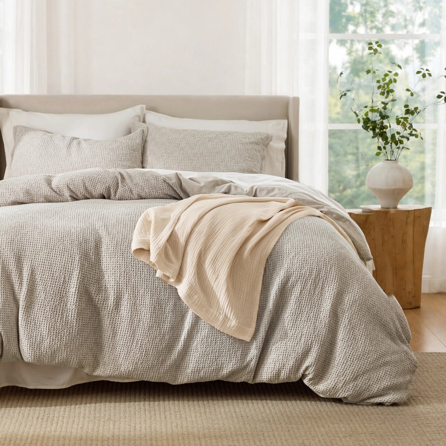 PureWovenTM Cotton Waffle Space-Dyed Duvet Cover Set