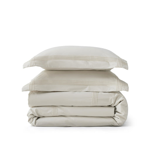 PureWovenTM Cotton Embroidered Hotel Duvet Cover Set