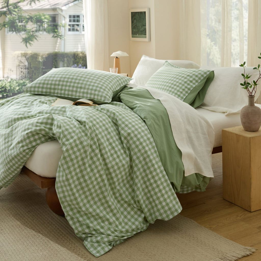Gingham Washed Cotton Duvet Cover Set