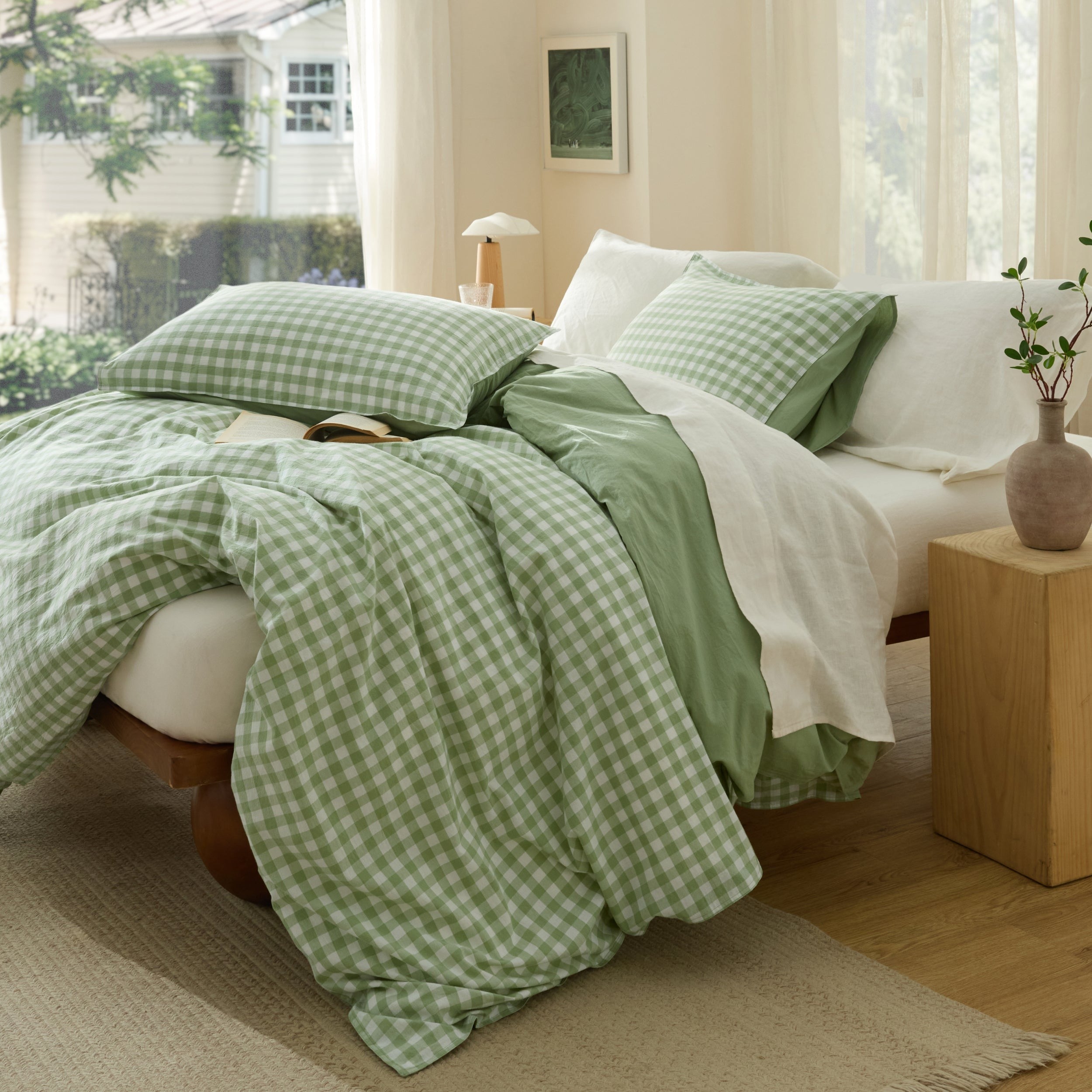 Gingham Washed Cotton Duvet Cover Set