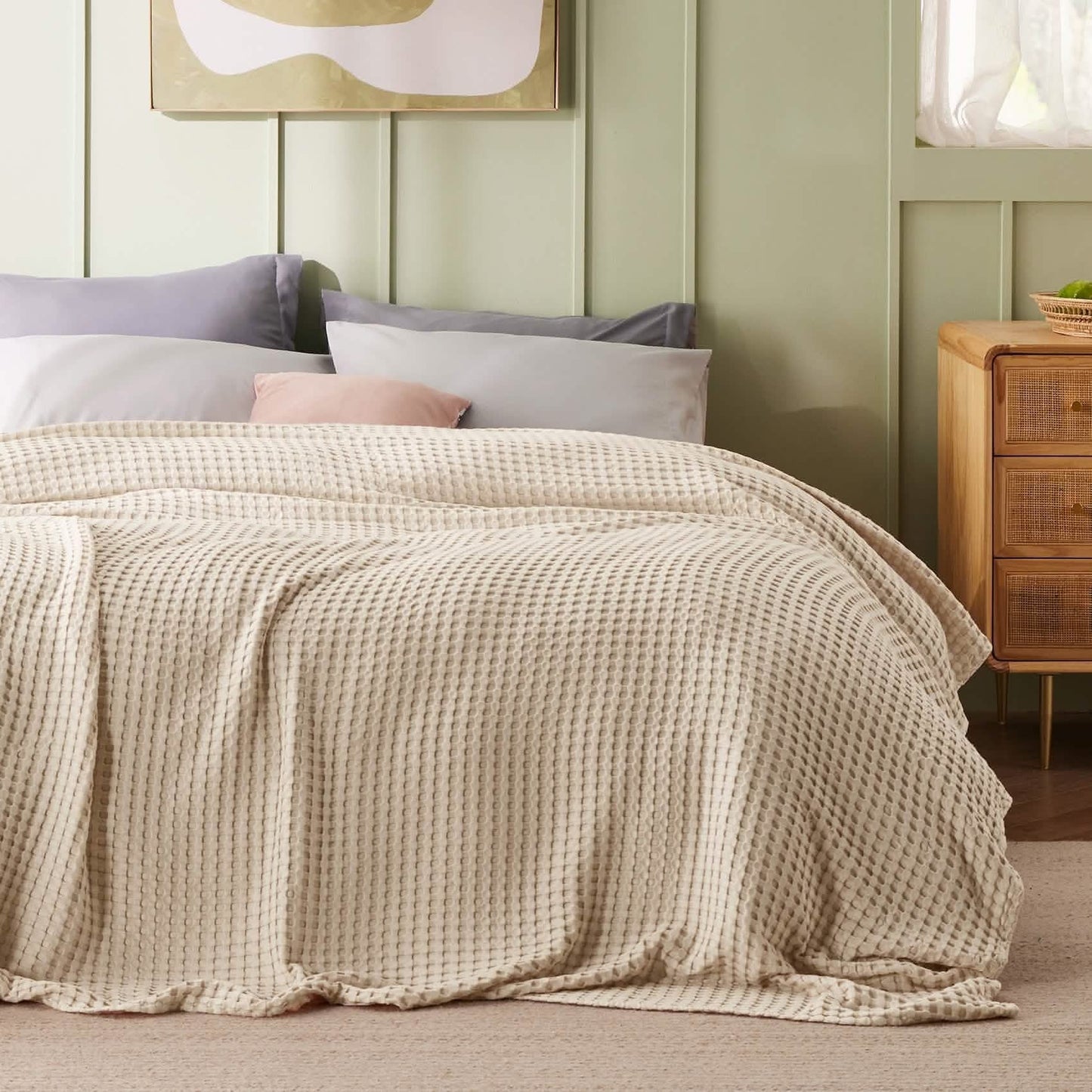 Rayon Derived From Bamboo Waffle Blanket