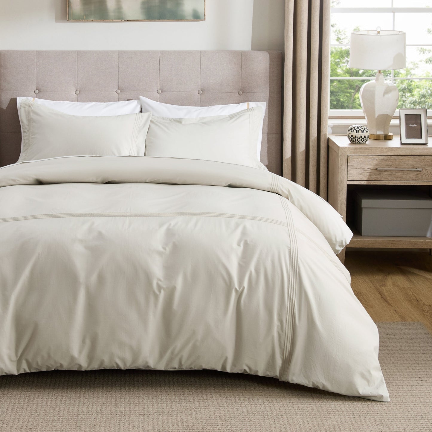 PureWovenTM Cotton Embroidered Hotel Duvet Cover Set