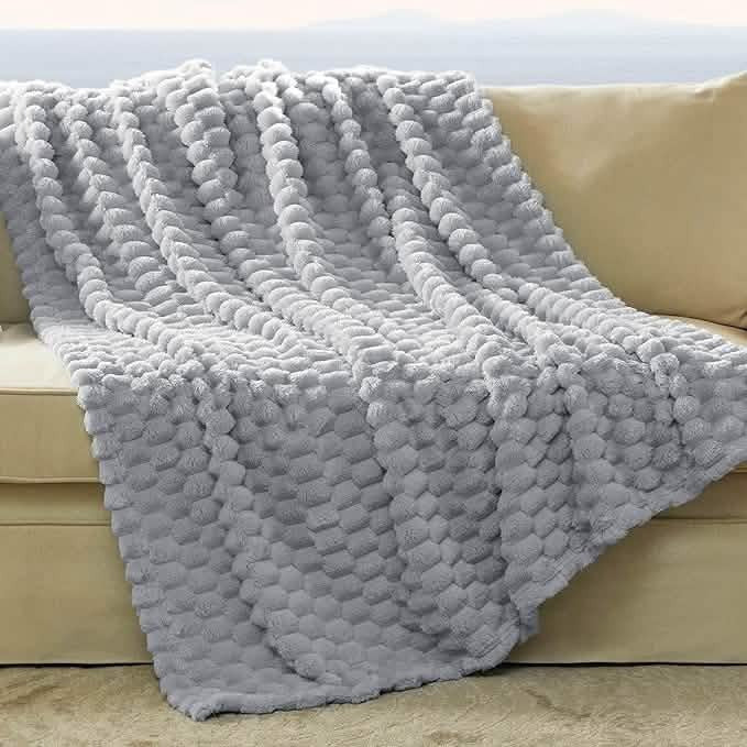 Textured Bubble Flannel Fleece Blanket