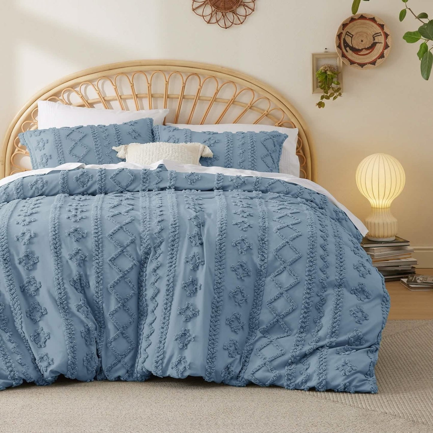 Boho Tufted Embroidery Duvet Cover Set