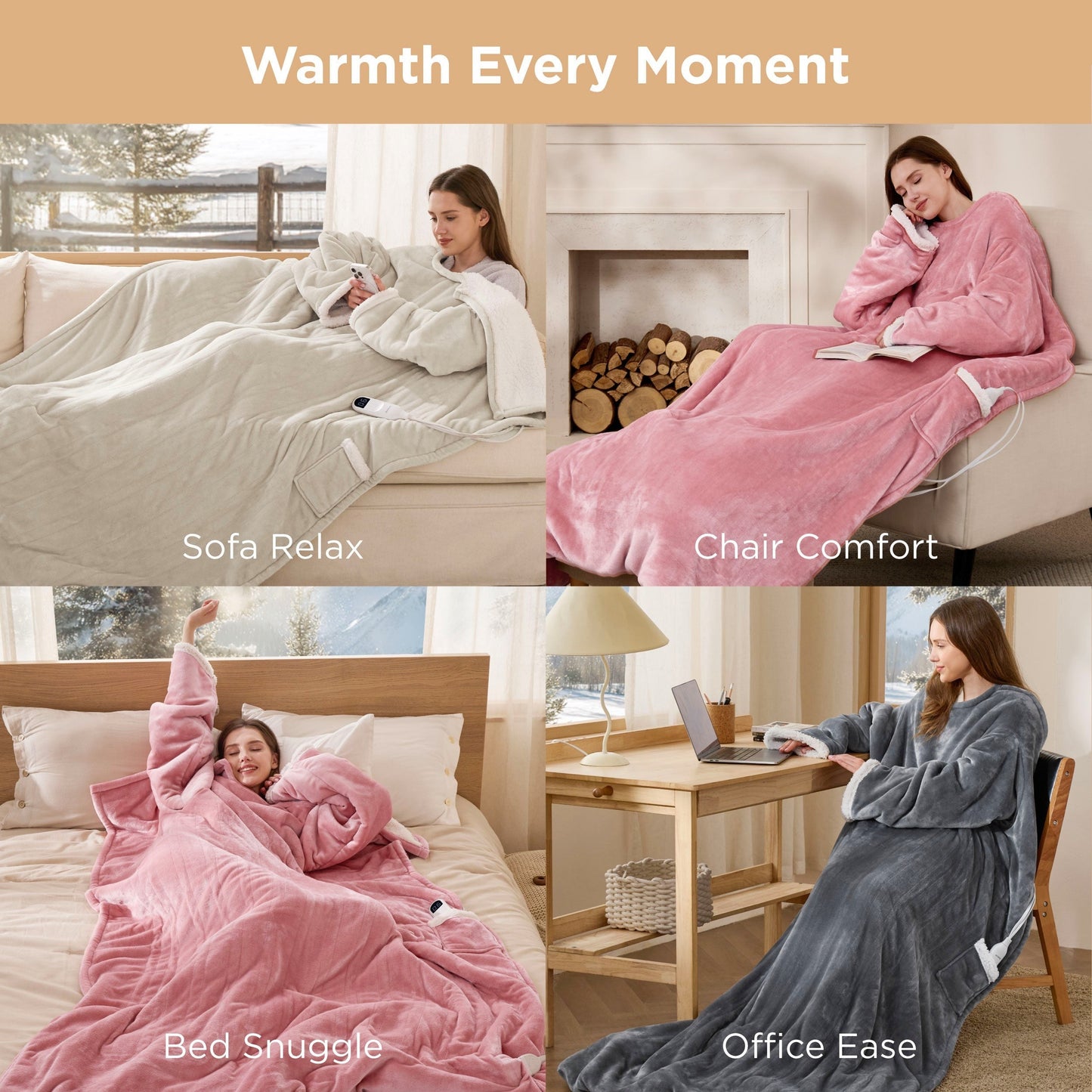 Full-body Sherpa Fleece Heated Blanket Hoodie