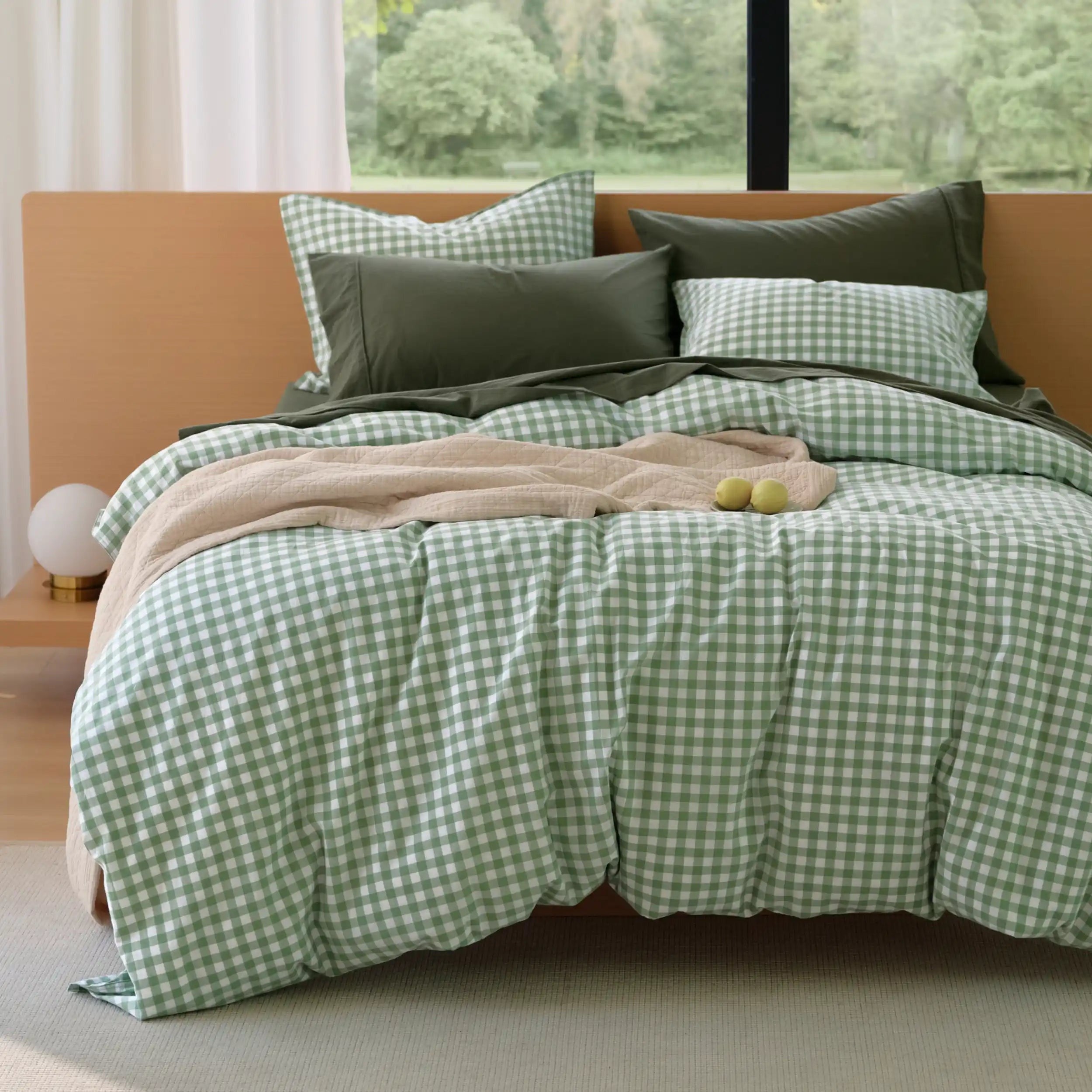 PureWovenTM Washed Cotton Gingham Duvet Cover Set