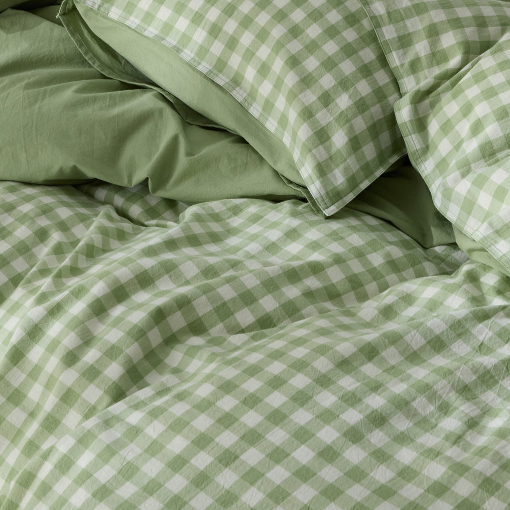 Gingham Washed Cotton Duvet Cover Set
