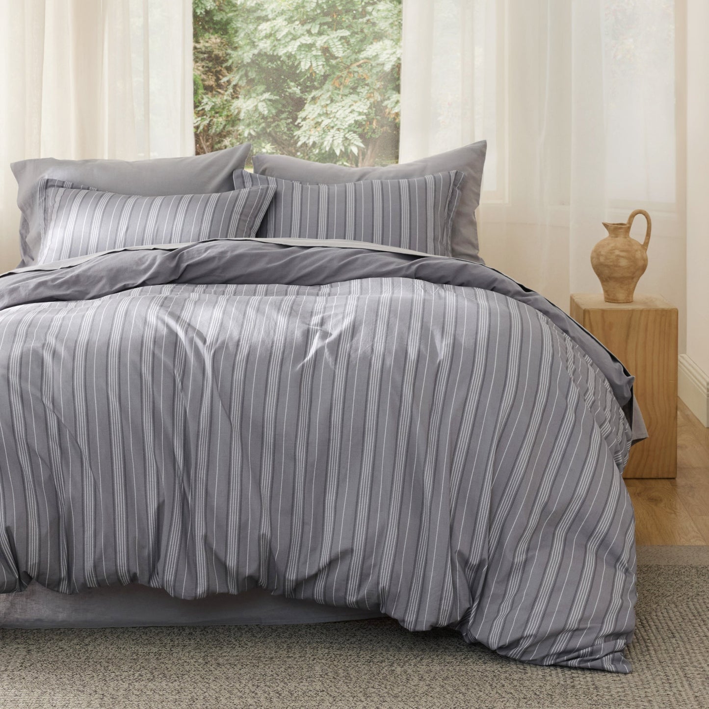 Striped Washed Cotton Duvet Cover Set