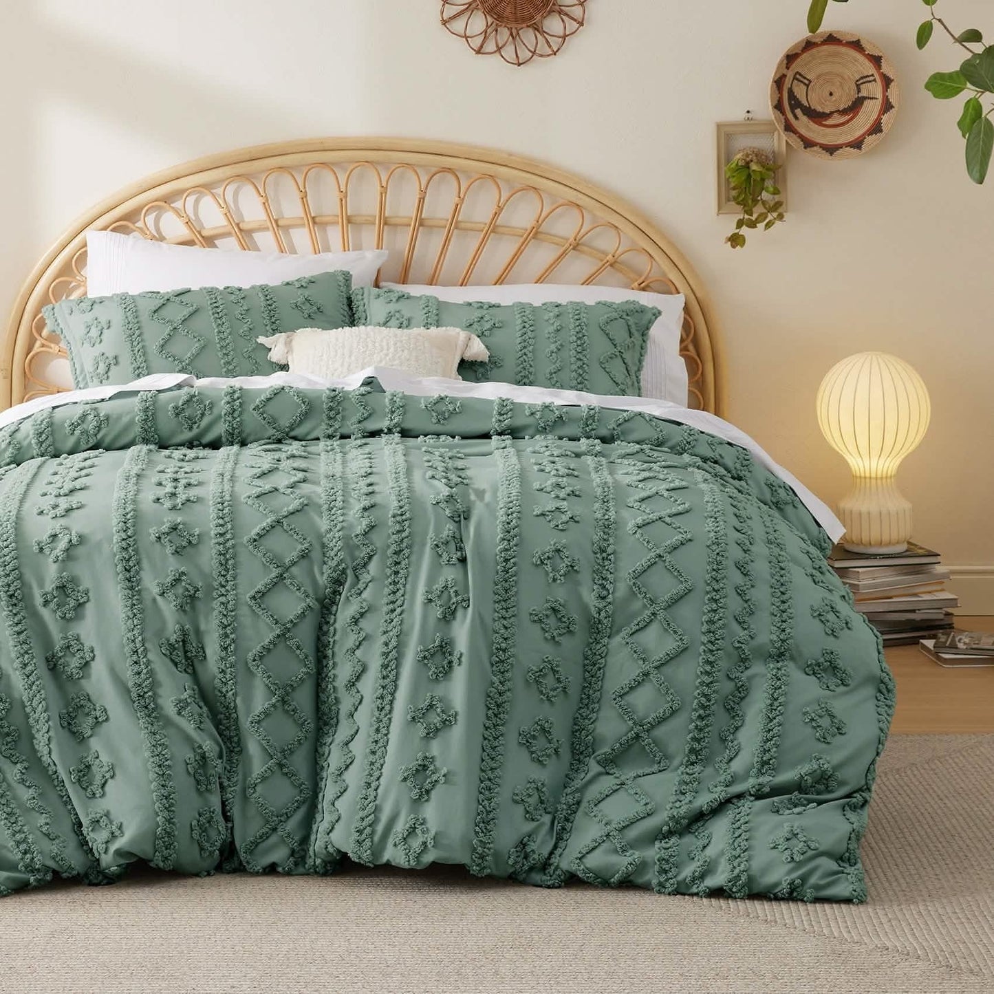 Boho Tufted Embroidery Duvet Cover Set