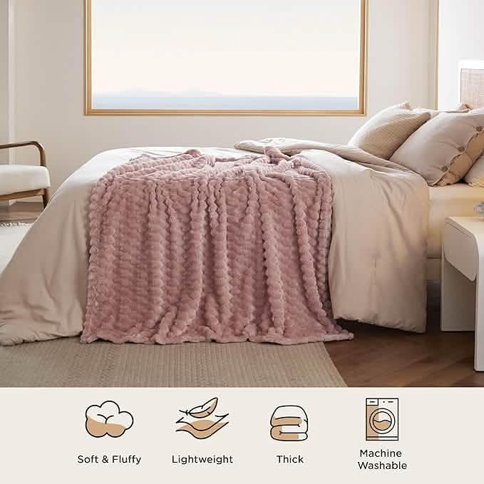 Textured Bubble Flannel Fleece Blanket
